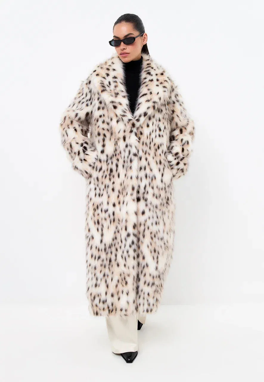 Luxe Spotted Faux Long Coat