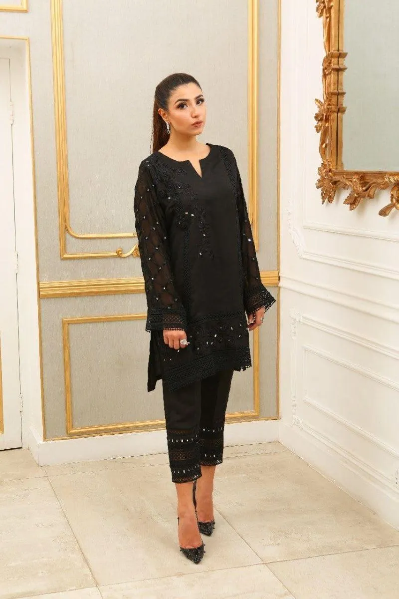 Maheen Trends - Black - 2 Piece - Cotton Net