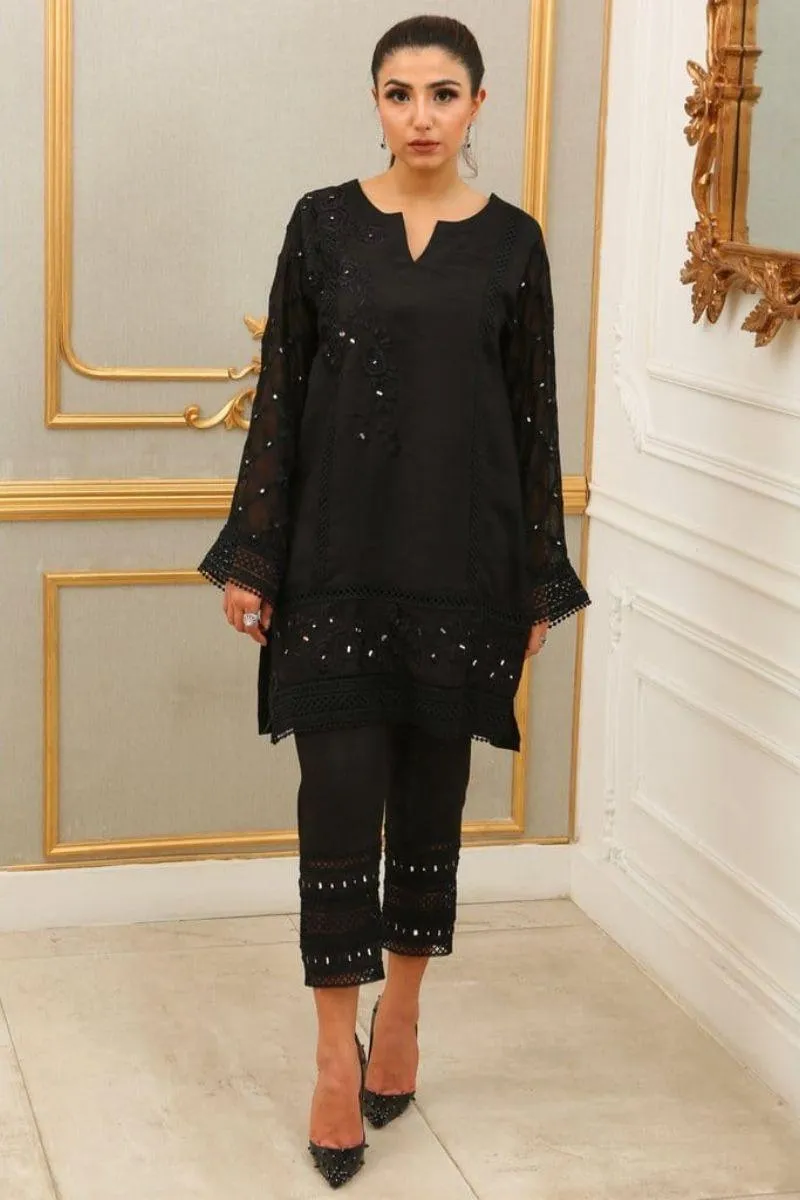 Maheen Trends - Black - 2 Piece - Cotton Net