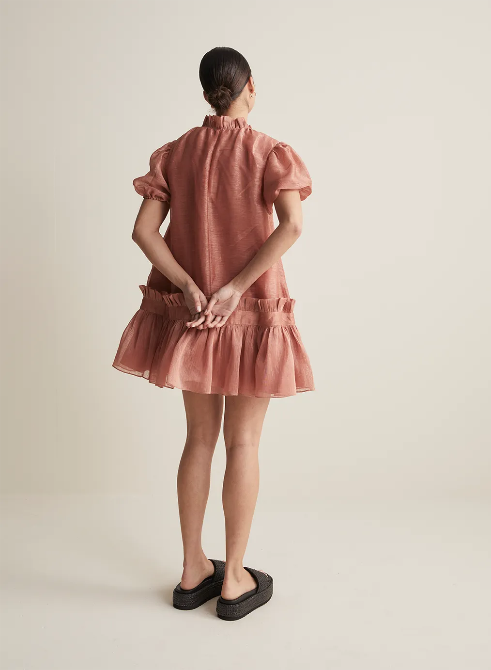 Marcel Silk Linen Mini Smock Dress | Rose