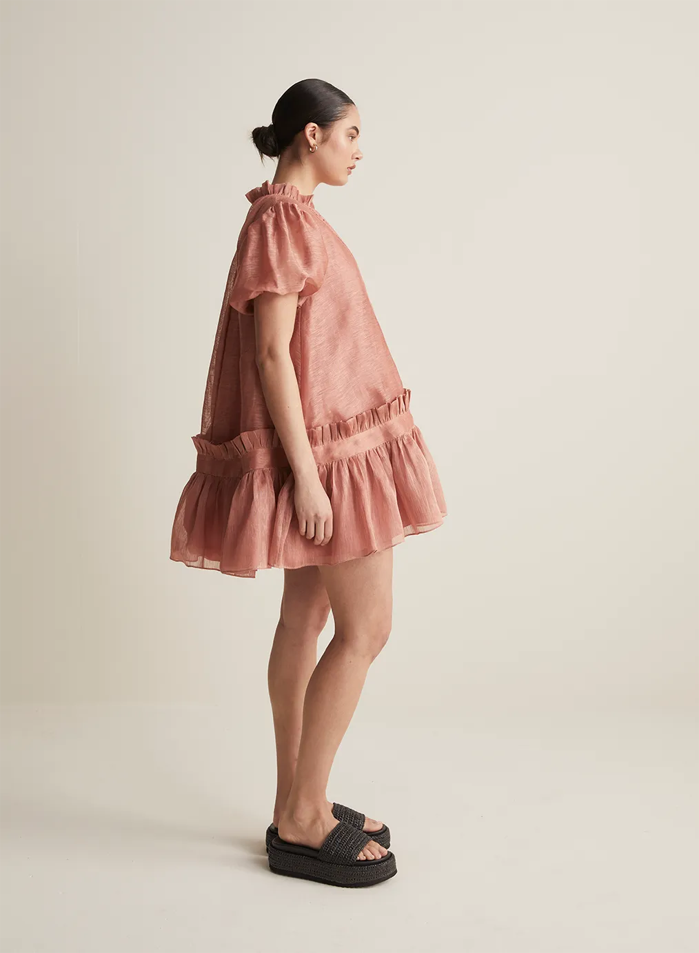 Marcel Silk Linen Mini Smock Dress | Rose