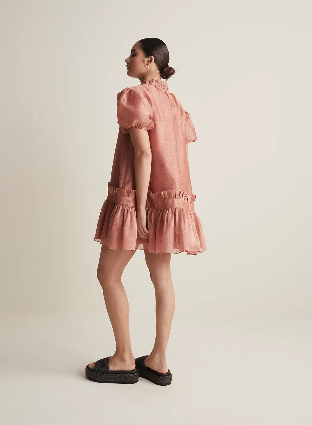 Marcel Silk Linen Mini Smock Dress | Rose