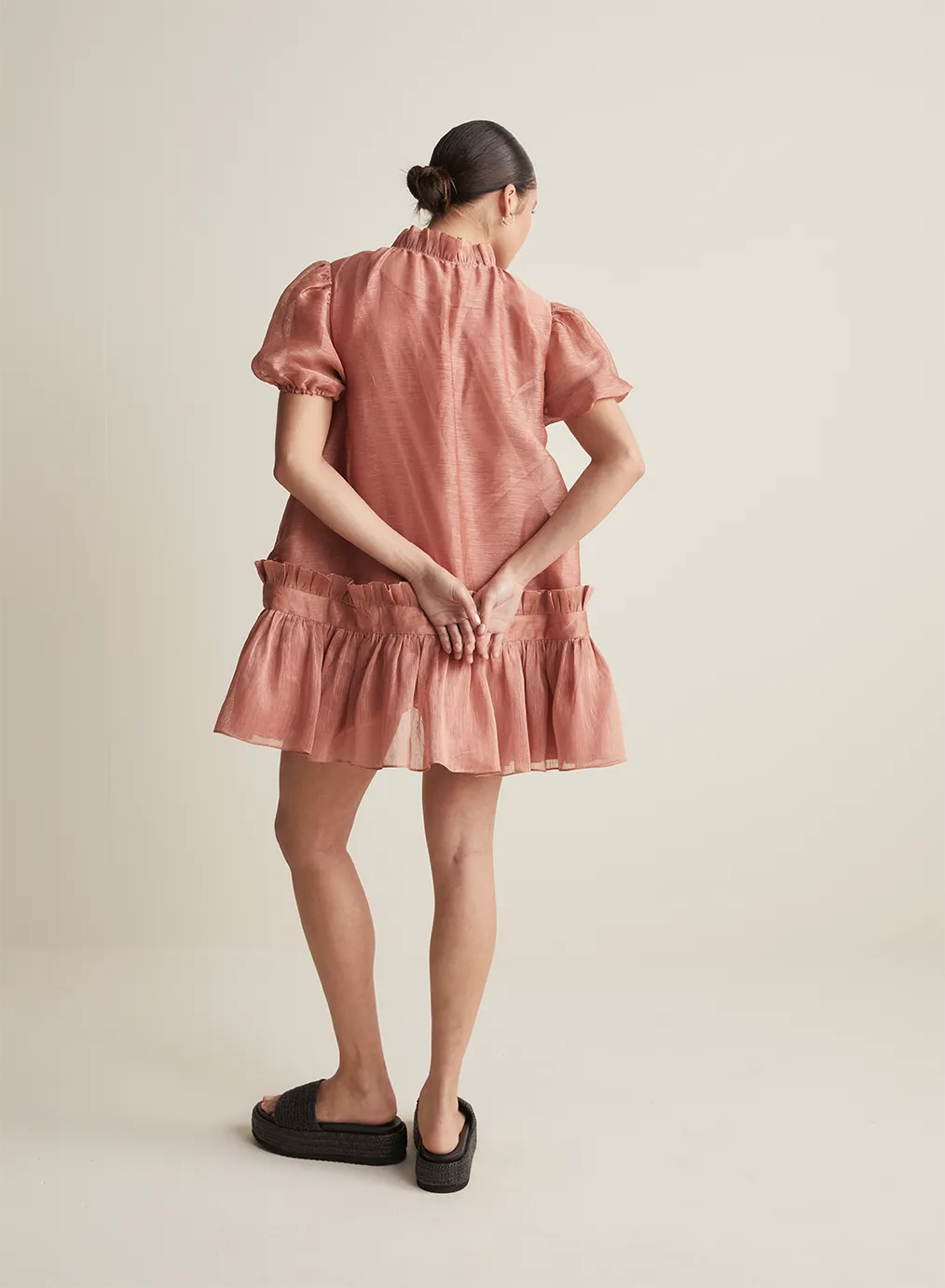 Marcel Silk Linen Mini Smock Dress | Rose