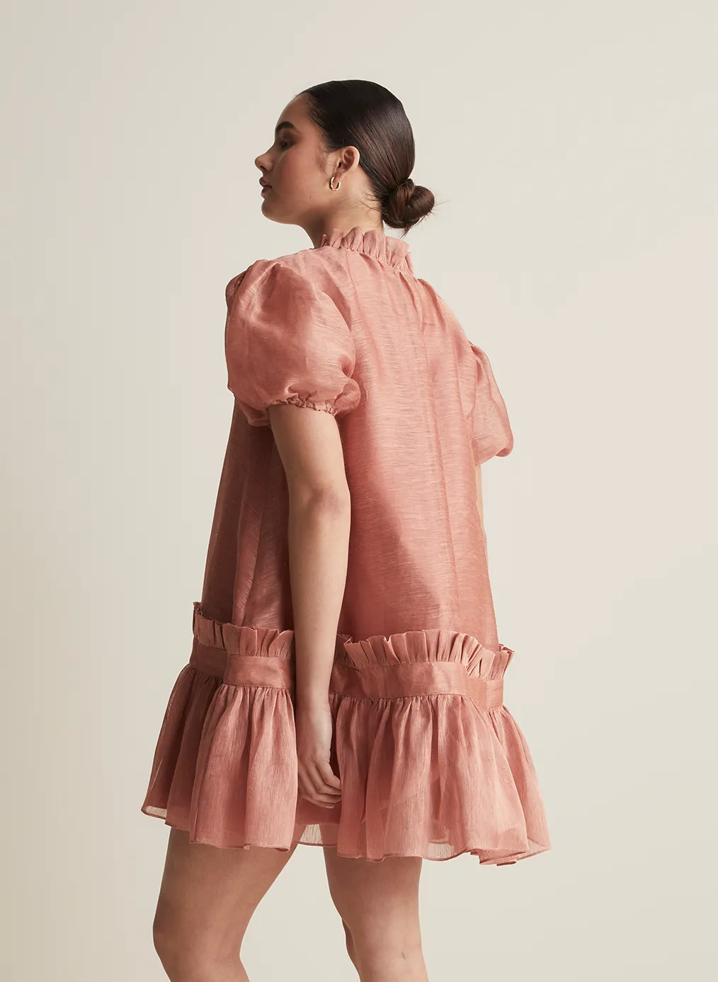 Marcel Silk Linen Mini Smock Dress | Rose