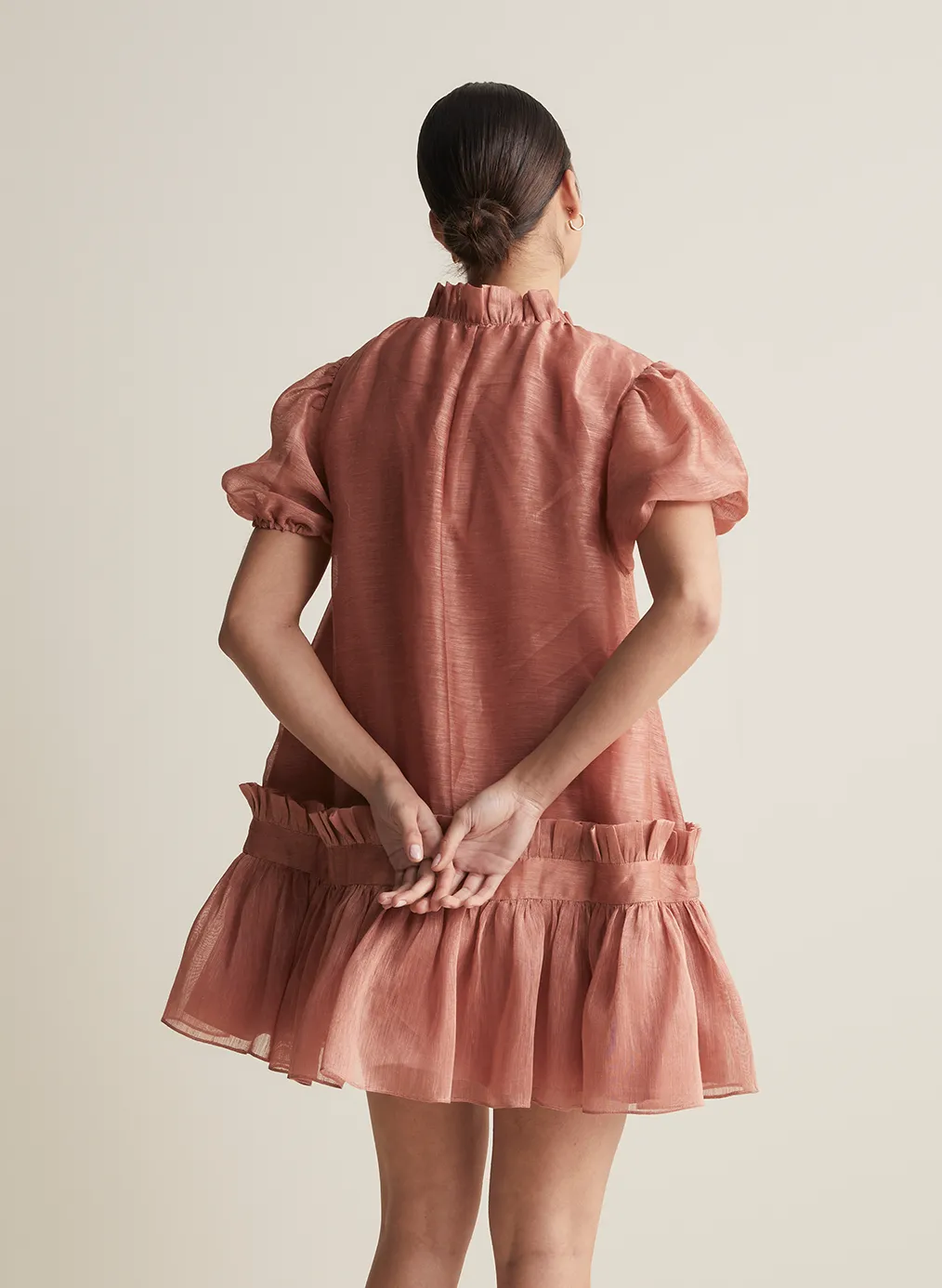 Marcel Silk Linen Mini Smock Dress | Rose