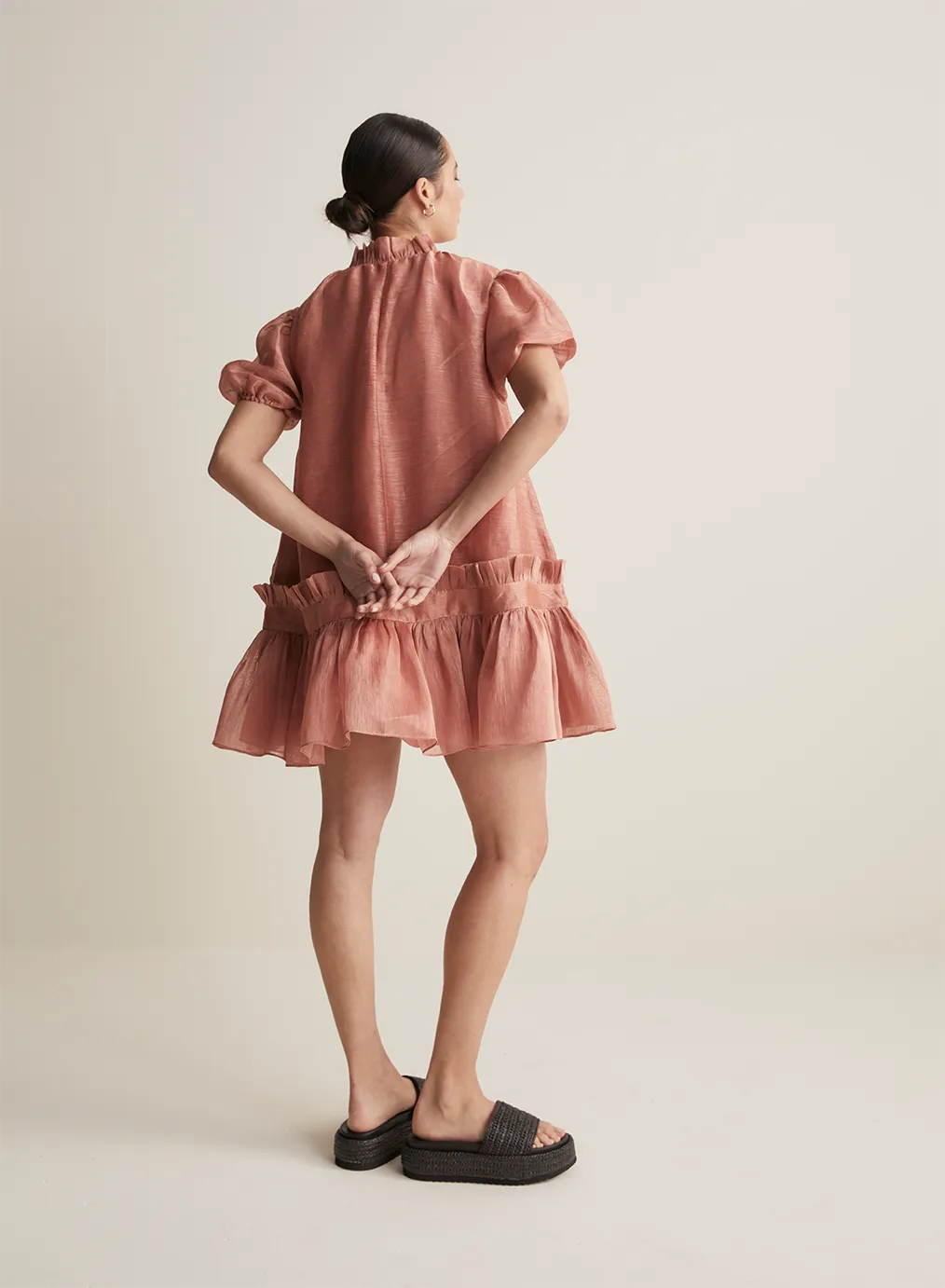 Marcel Silk Linen Mini Smock Dress | Rose