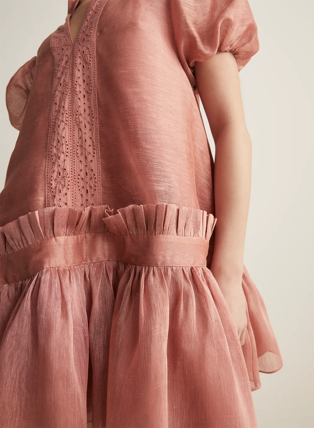 Marcel Silk Linen Mini Smock Dress | Rose