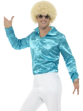 Mens Costume - Blue Satin Look Shirt