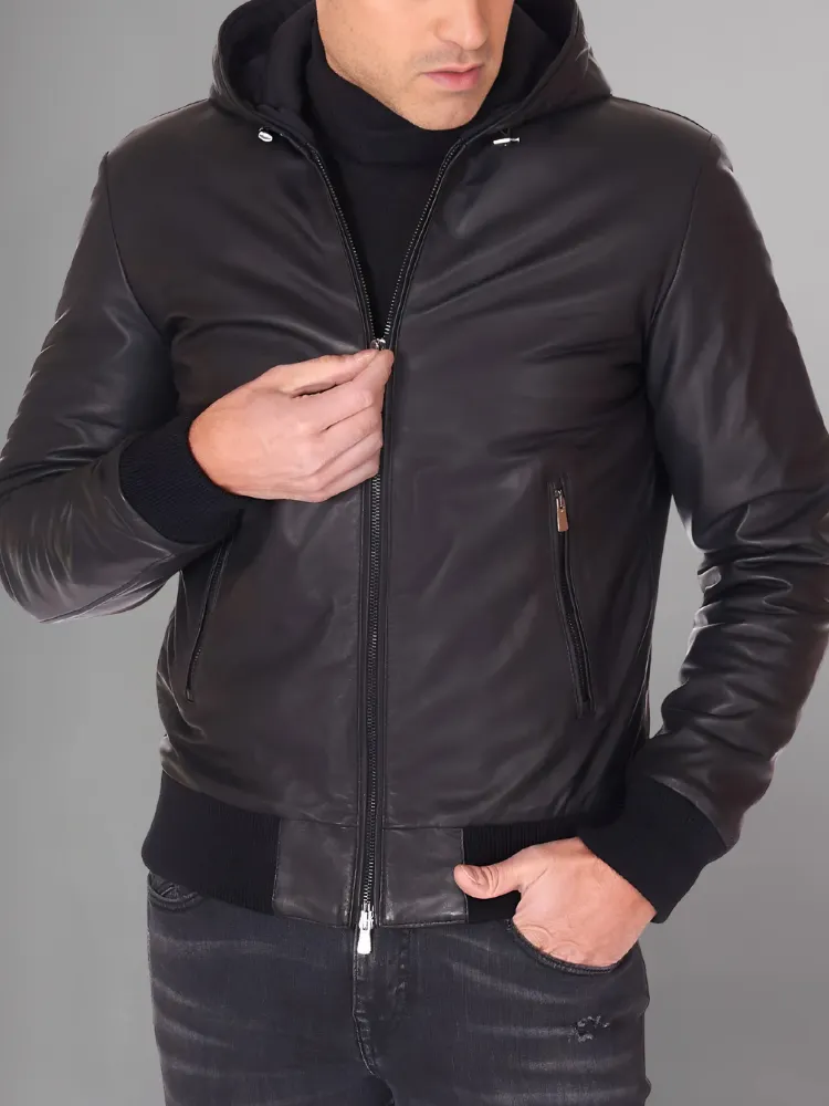 Mens Elegant Green Bomber Leather Jacket