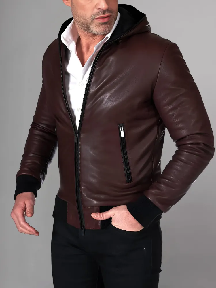 Mens Elegant Green Bomber Leather Jacket