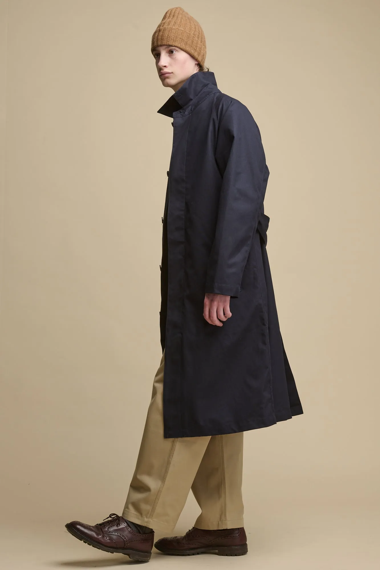 Men's Frank Belted Raglan Raincoat - Navy