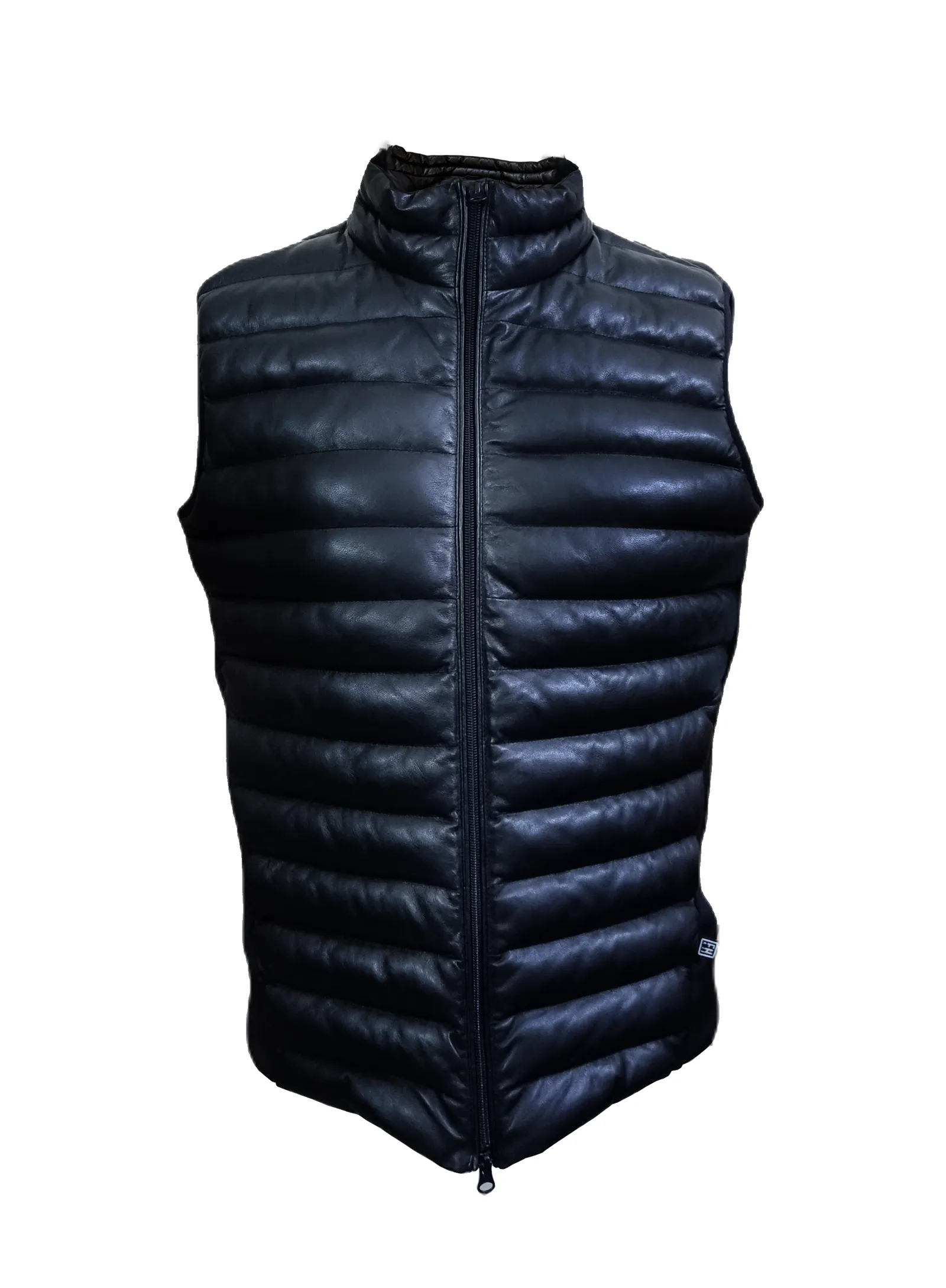 Men's Sleeveless Puffer Jacket Biker Style Premium Quality Black Leather Jacket - ELM46