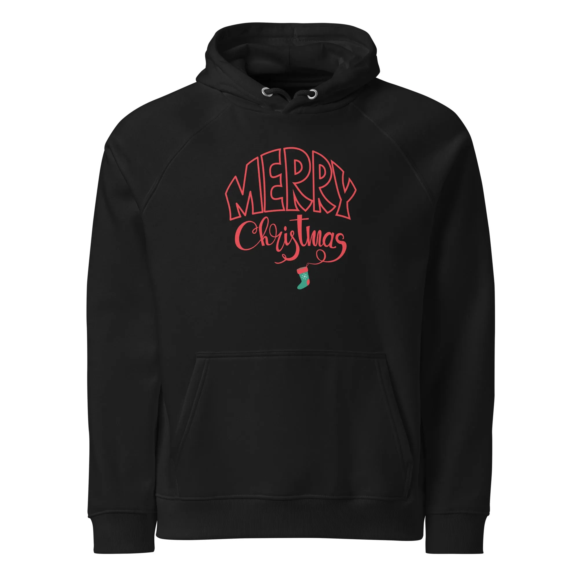 Merry Christmas Red Graphic Men Eco Raglan Hoodie