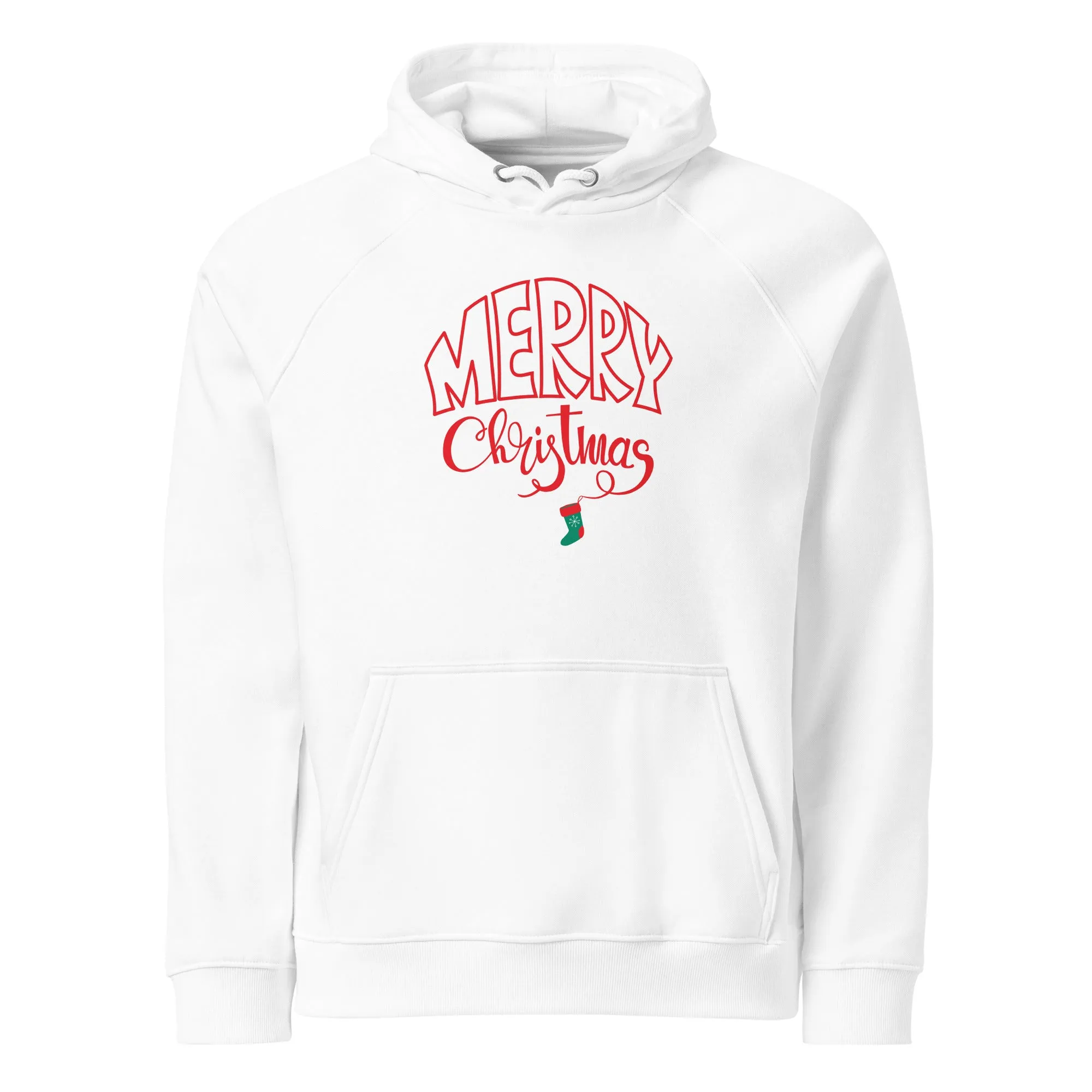 Merry Christmas Red Graphic Men Eco Raglan Hoodie