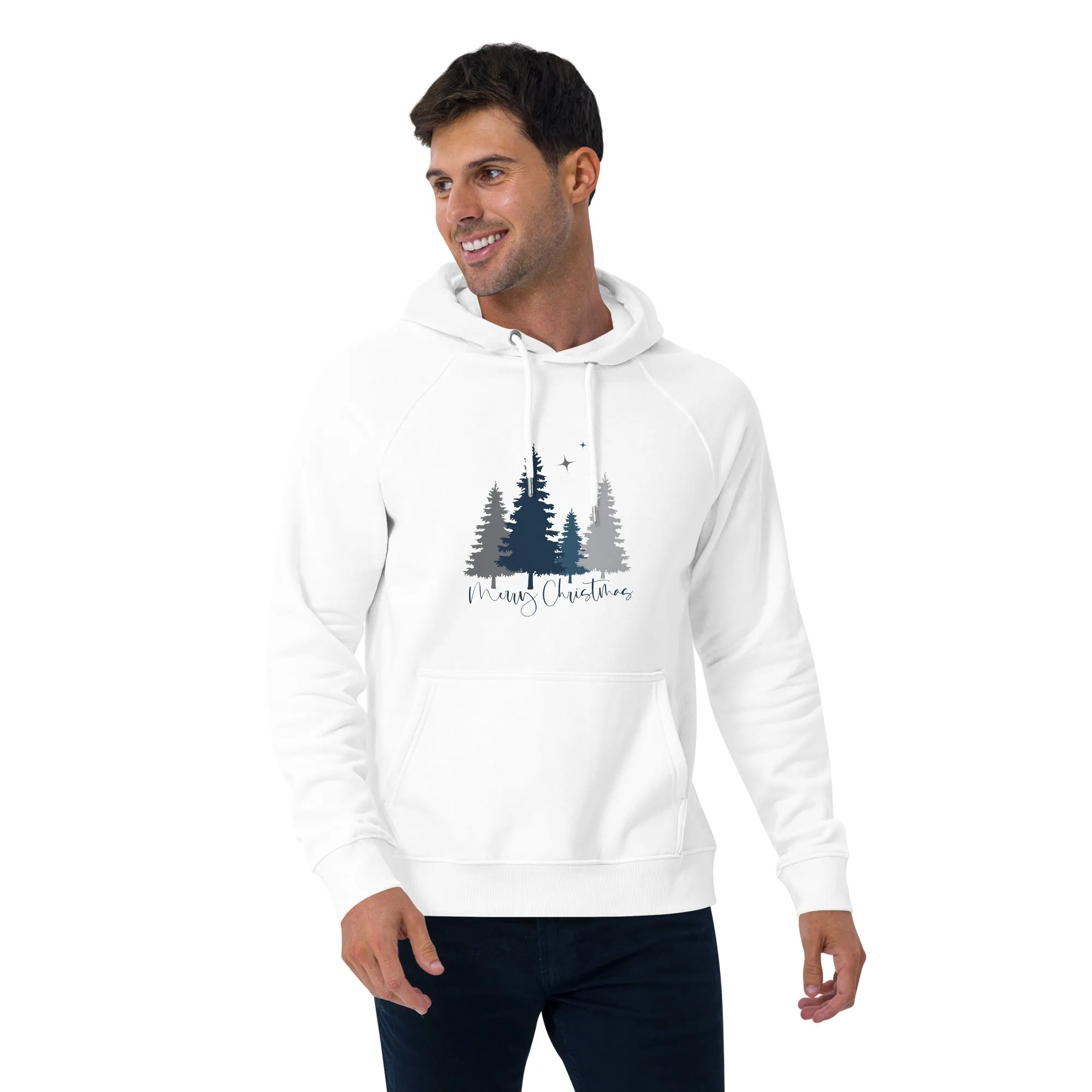 Merry Christmas Tree Graphic Men Eco Raglan Hoodie