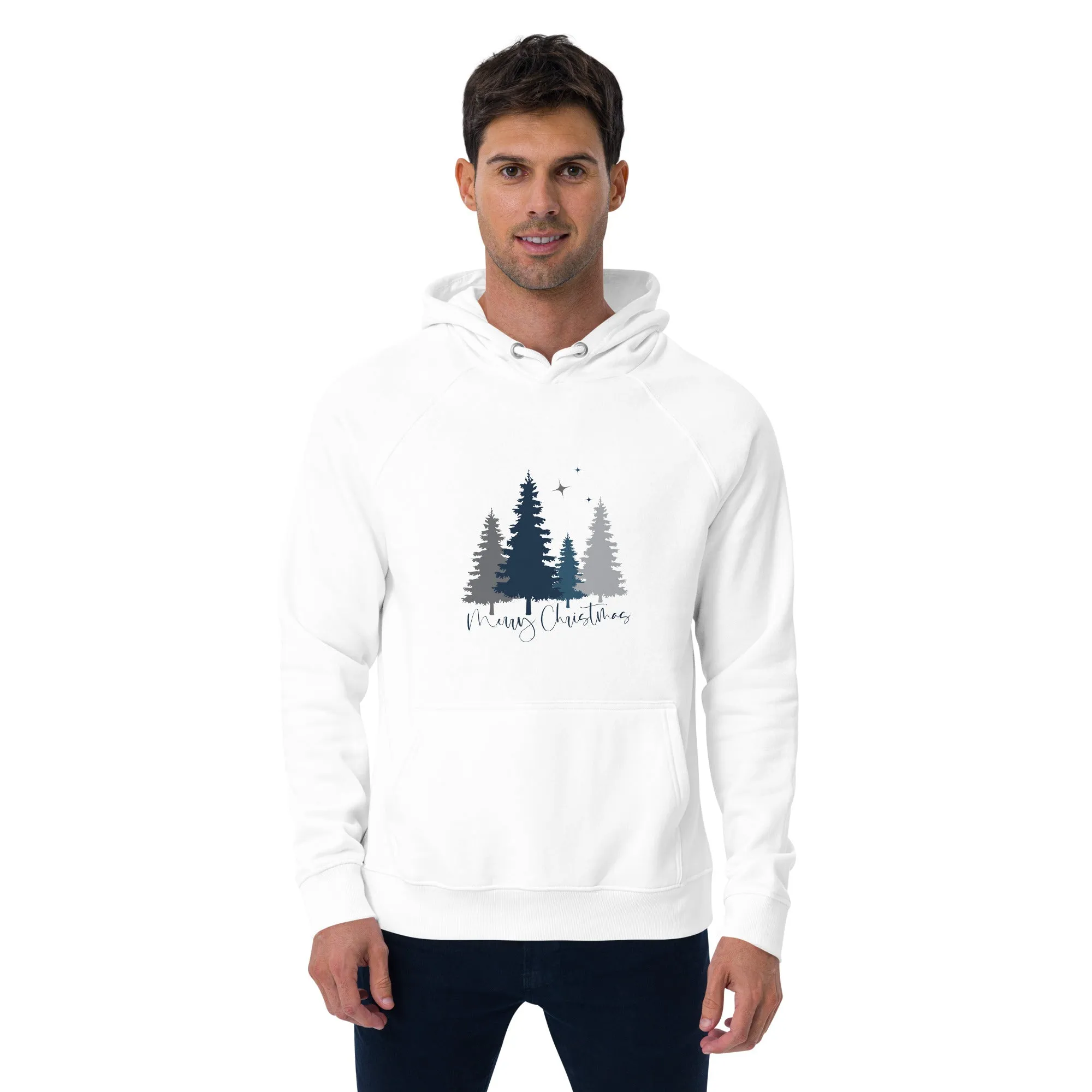 Merry Christmas Tree Graphic Men Eco Raglan Hoodie