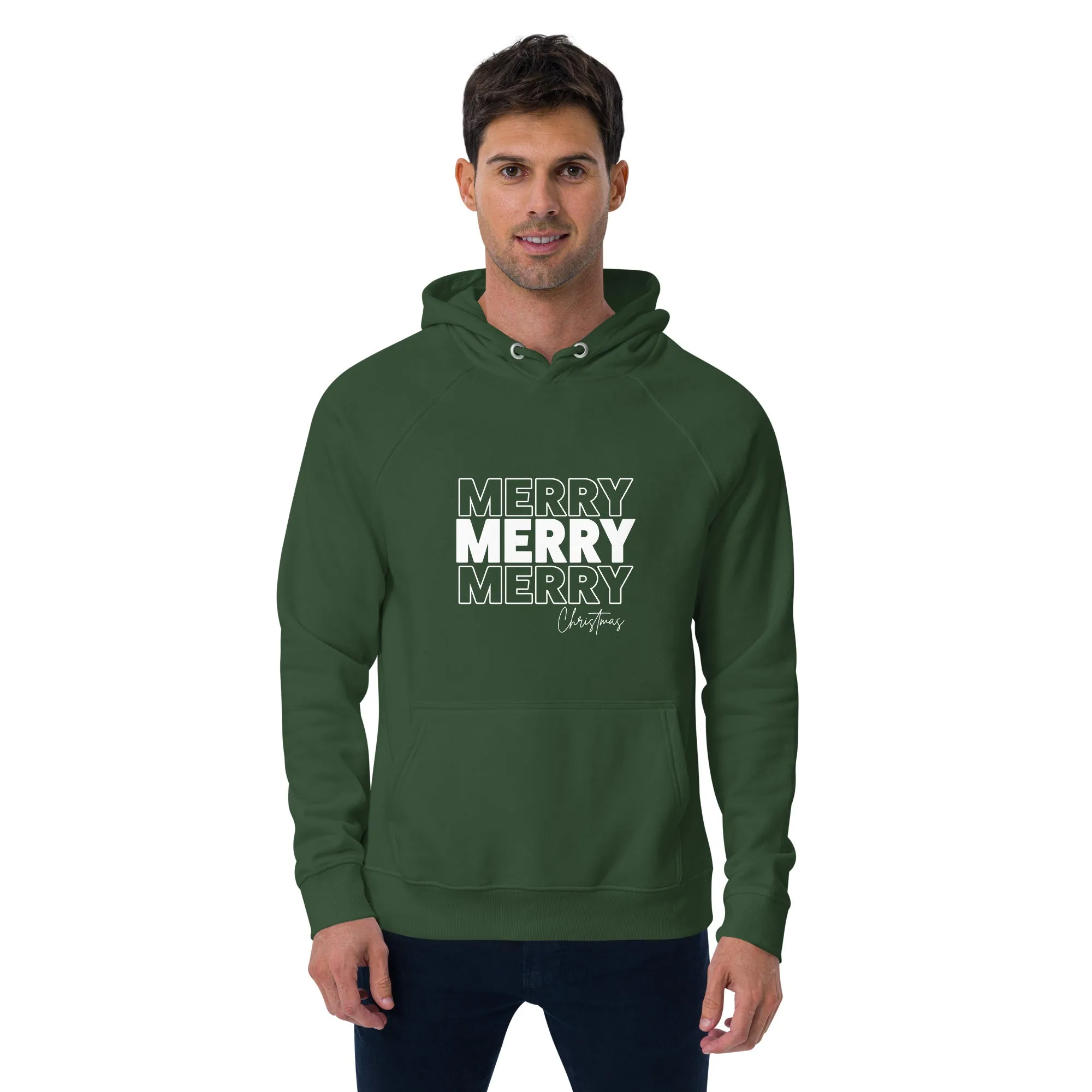 Merry Merry Merry Christmas Graphics Men Eco Raglan Hoodie