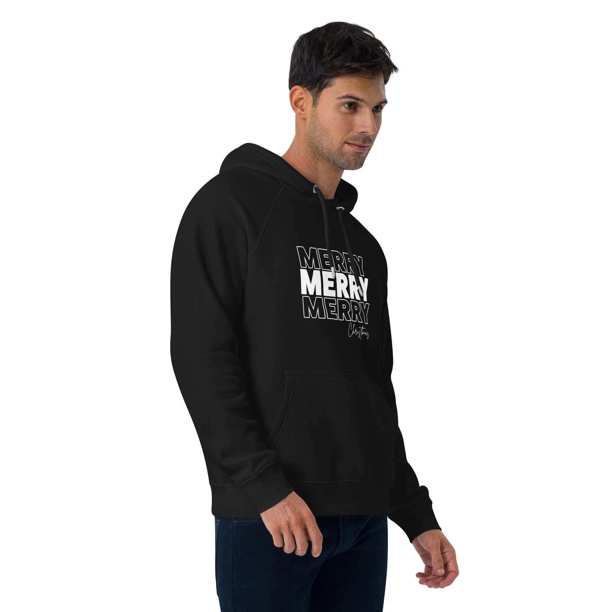 Merry Merry Merry Christmas Graphics Men Eco Raglan Hoodie