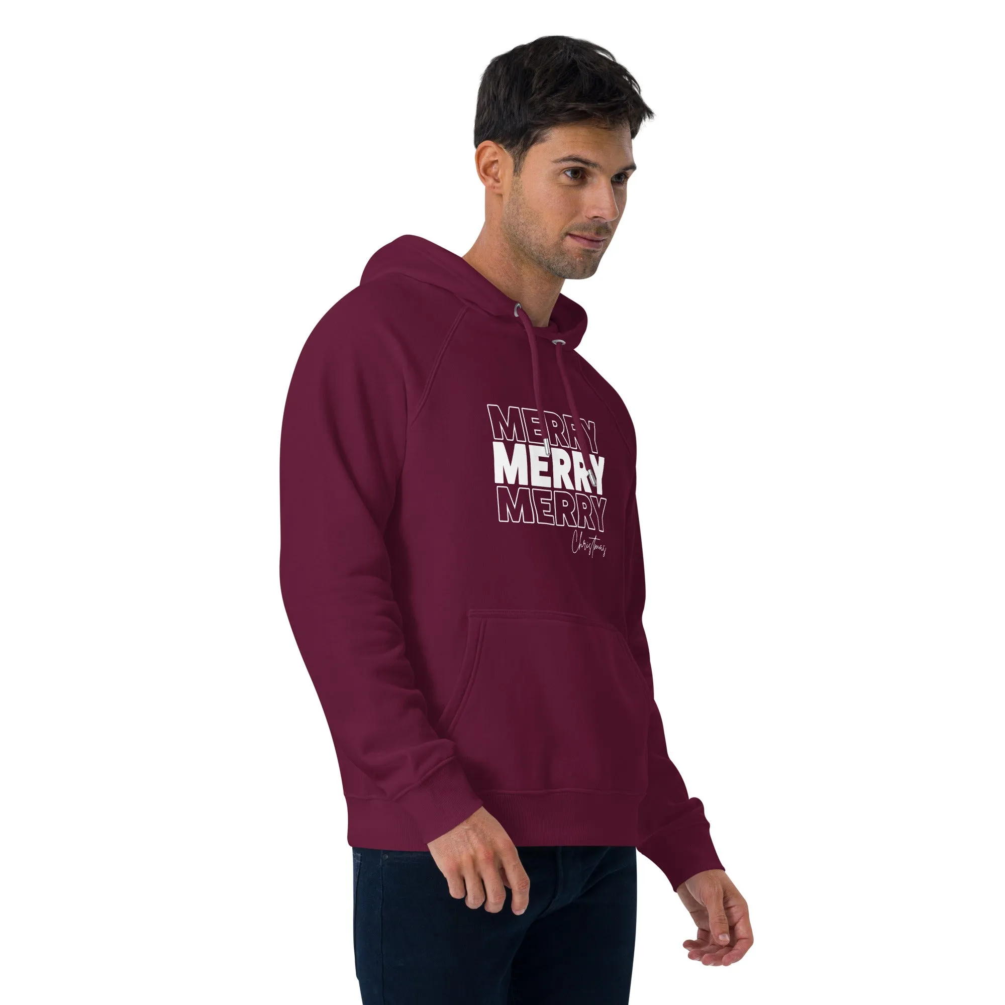 Merry Merry Merry Christmas Graphics Men Eco Raglan Hoodie