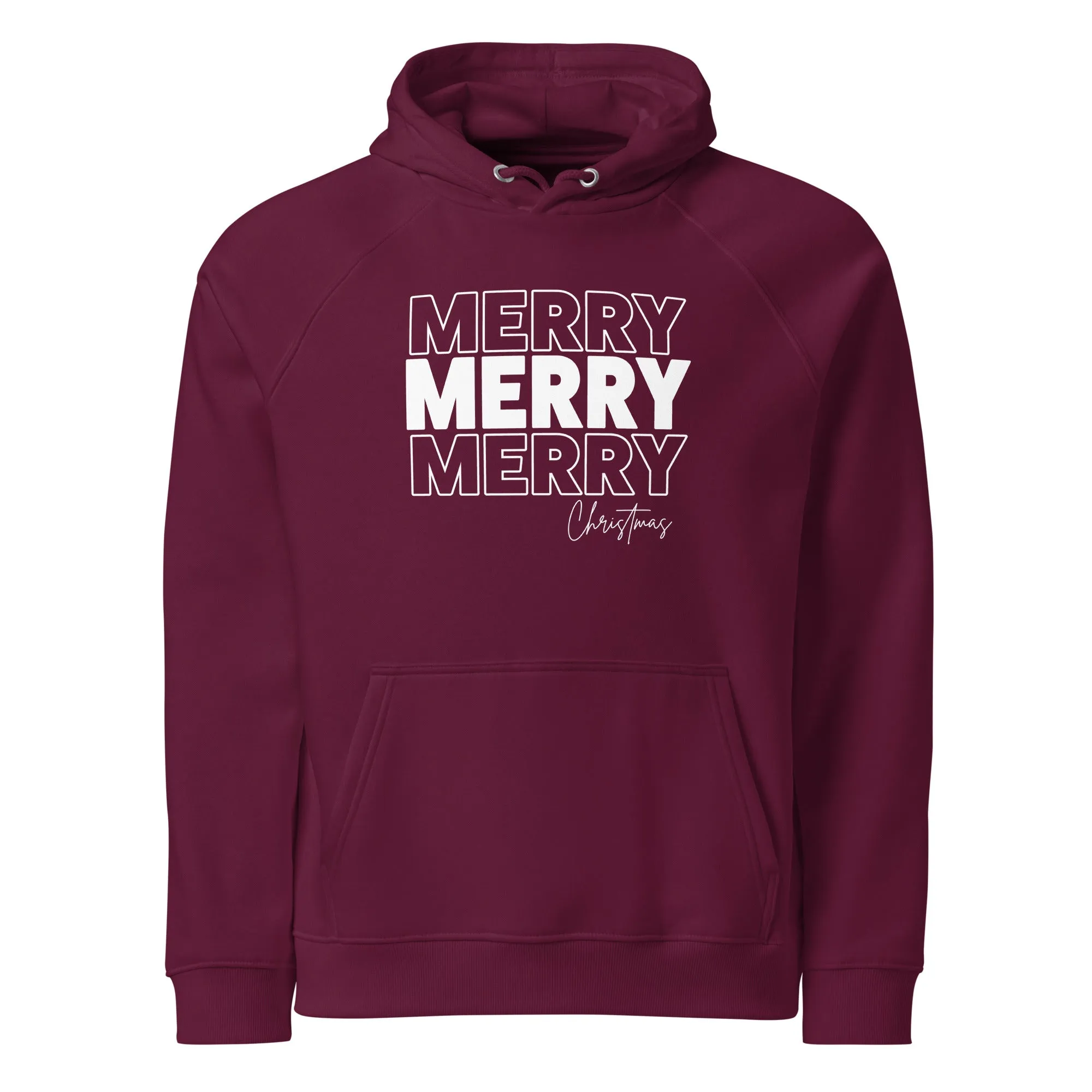 Merry Merry Merry Christmas Graphics Men Eco Raglan Hoodie