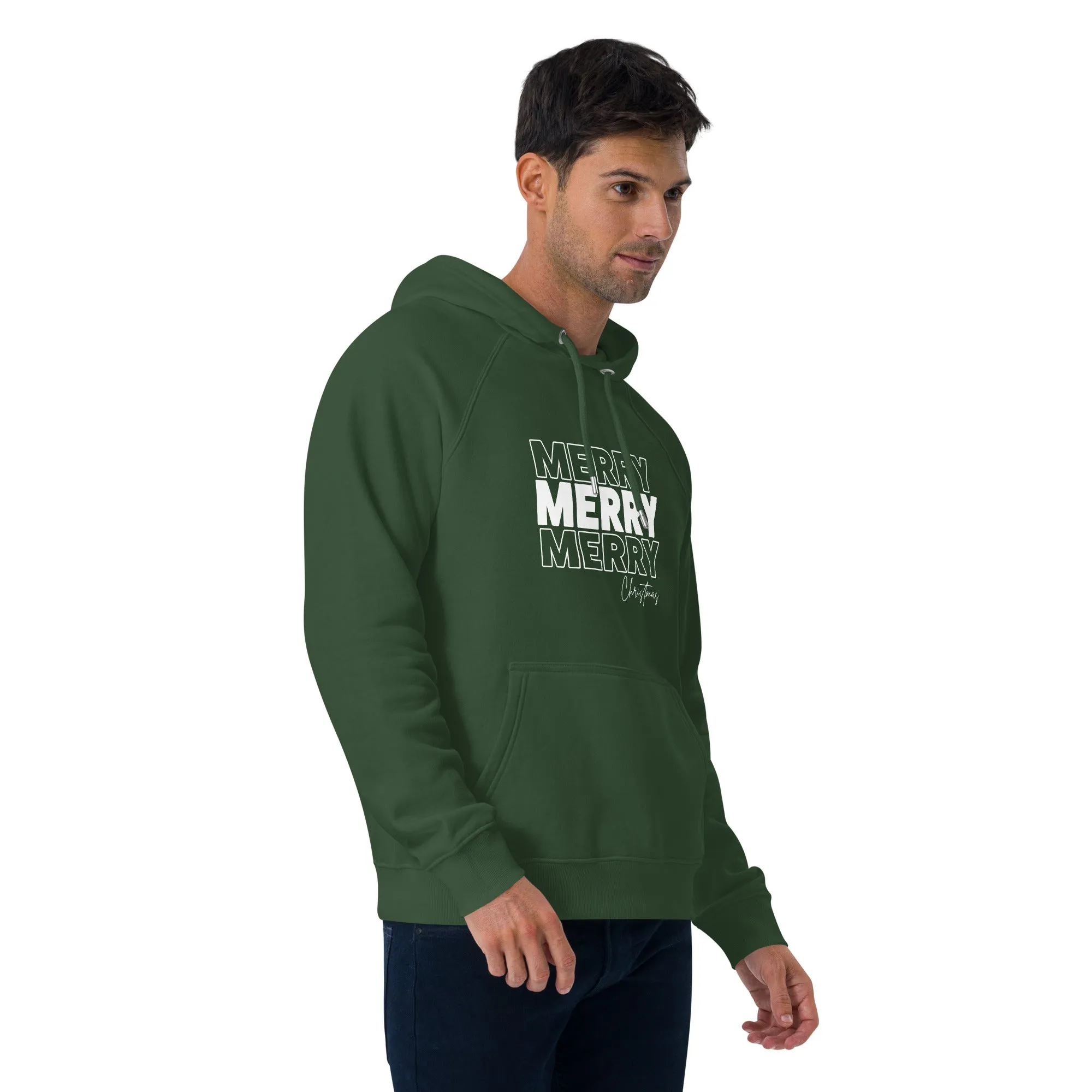 Merry Merry Merry Christmas Graphics Men Eco Raglan Hoodie