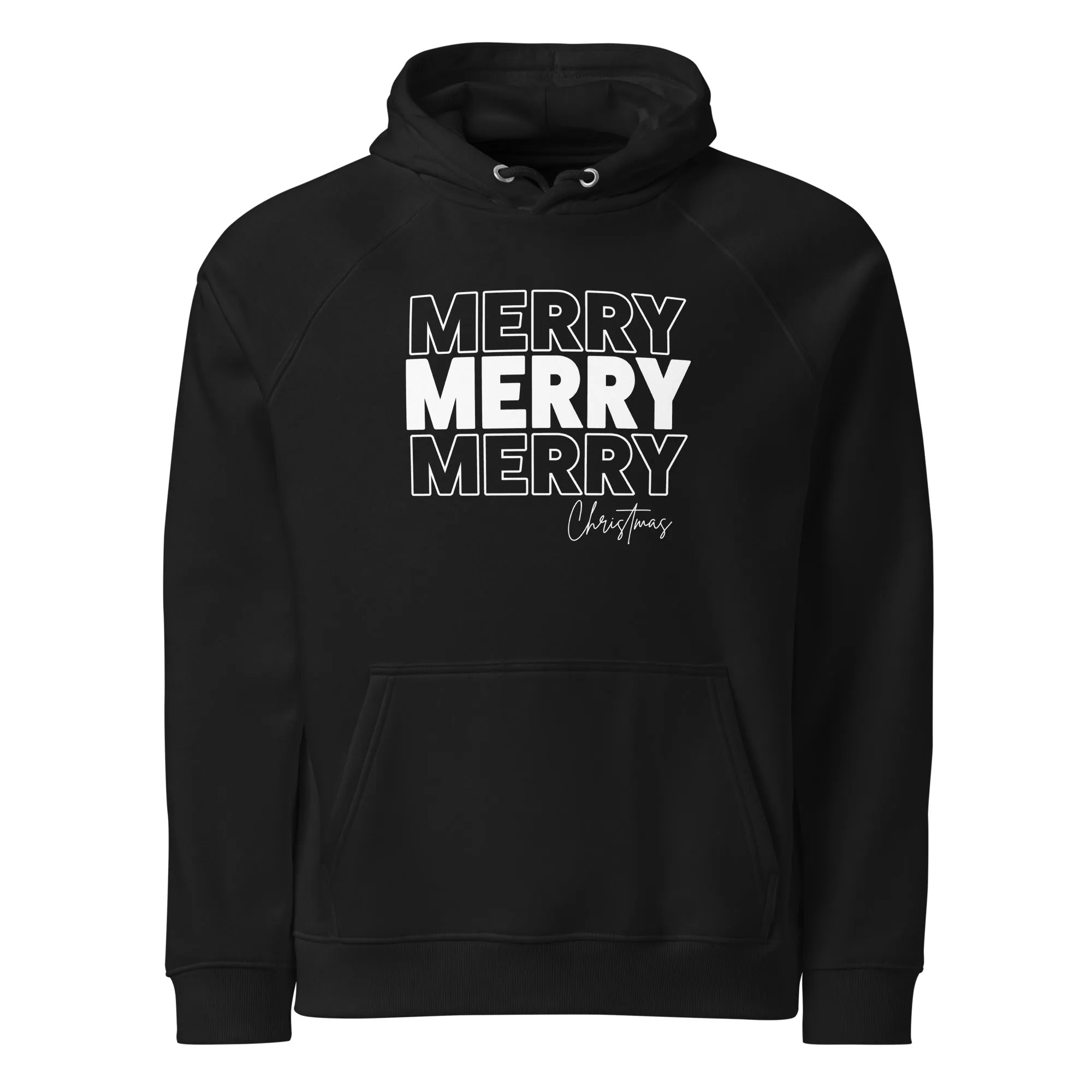 Merry Merry Merry Christmas Graphics Men Eco Raglan Hoodie