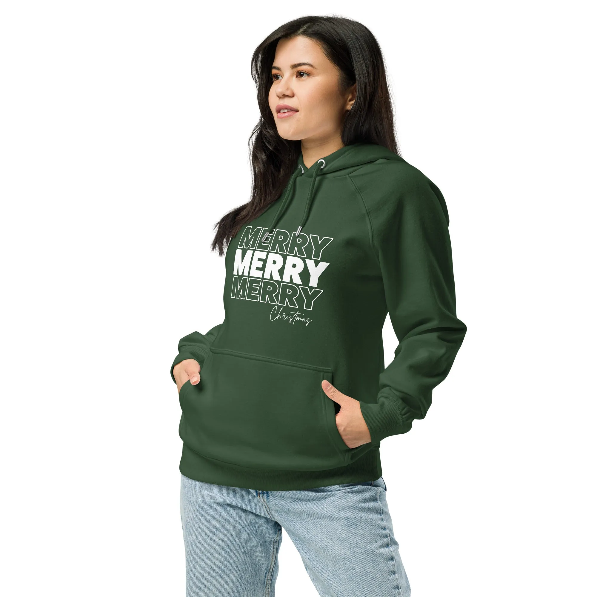 Merry Merry Merry Christmas Graphics Women Eco Raglan Hoodie