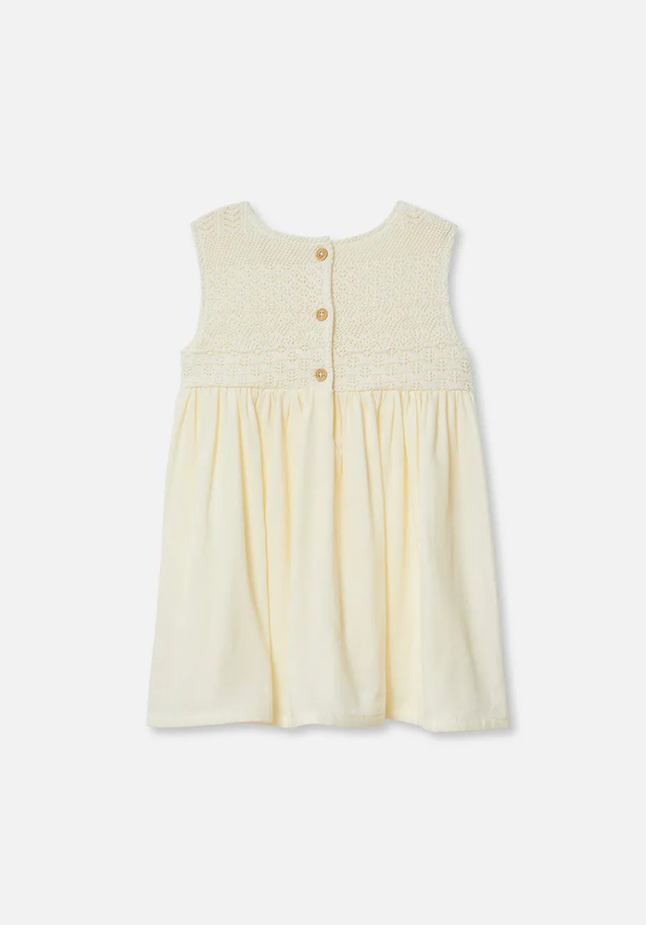 Miann & Co Kids - Crochet Detail Sleeveless Dress - Lemon