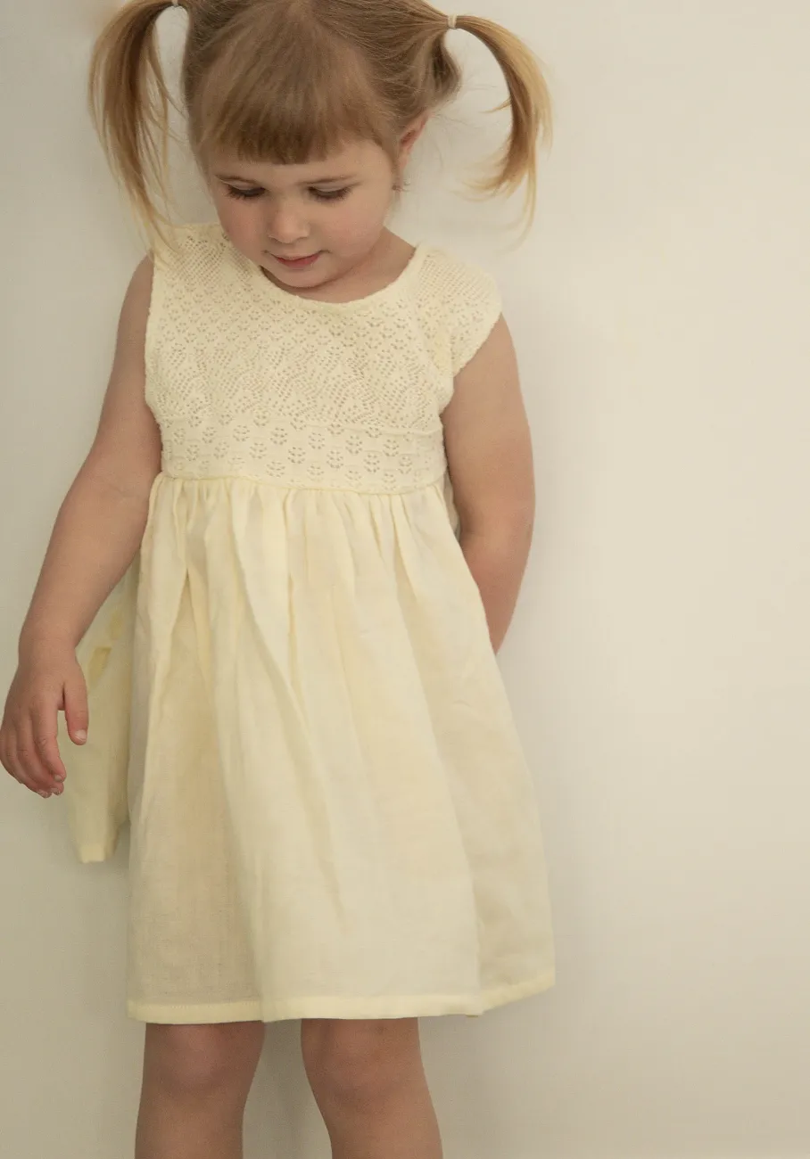 Miann & Co Kids - Crochet Detail Sleeveless Dress - Lemon