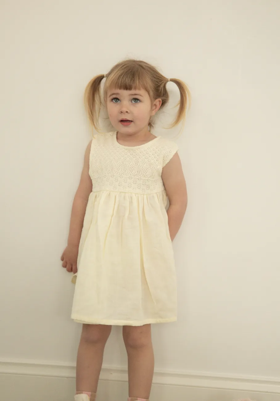 Miann & Co Kids - Crochet Detail Sleeveless Dress - Lemon