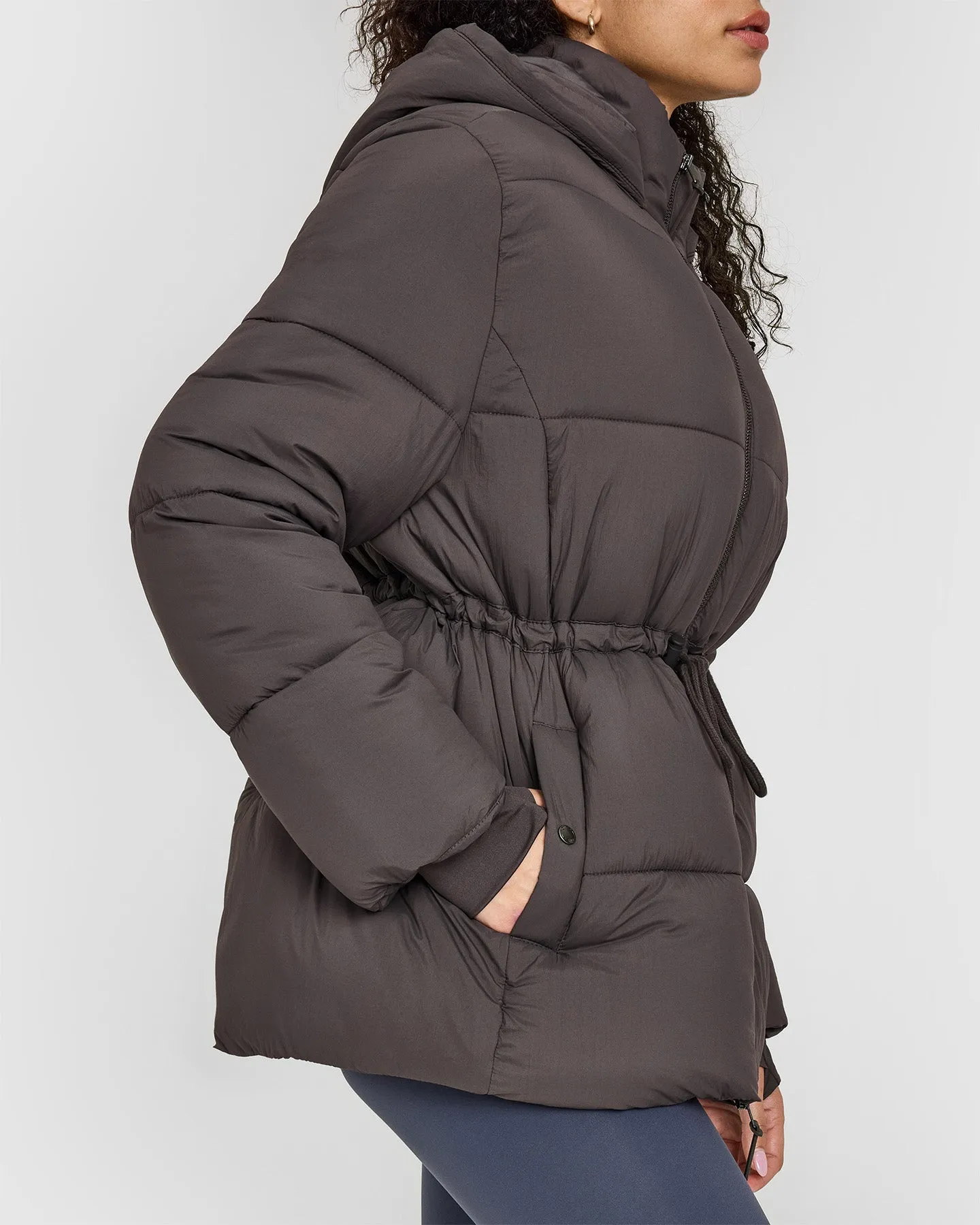 Mid Length Puffer Jacket | Truffle Brown