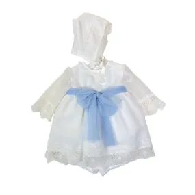 Mikimama Organza tulle long sleeves Baby Ceremony Dress with Bonnet