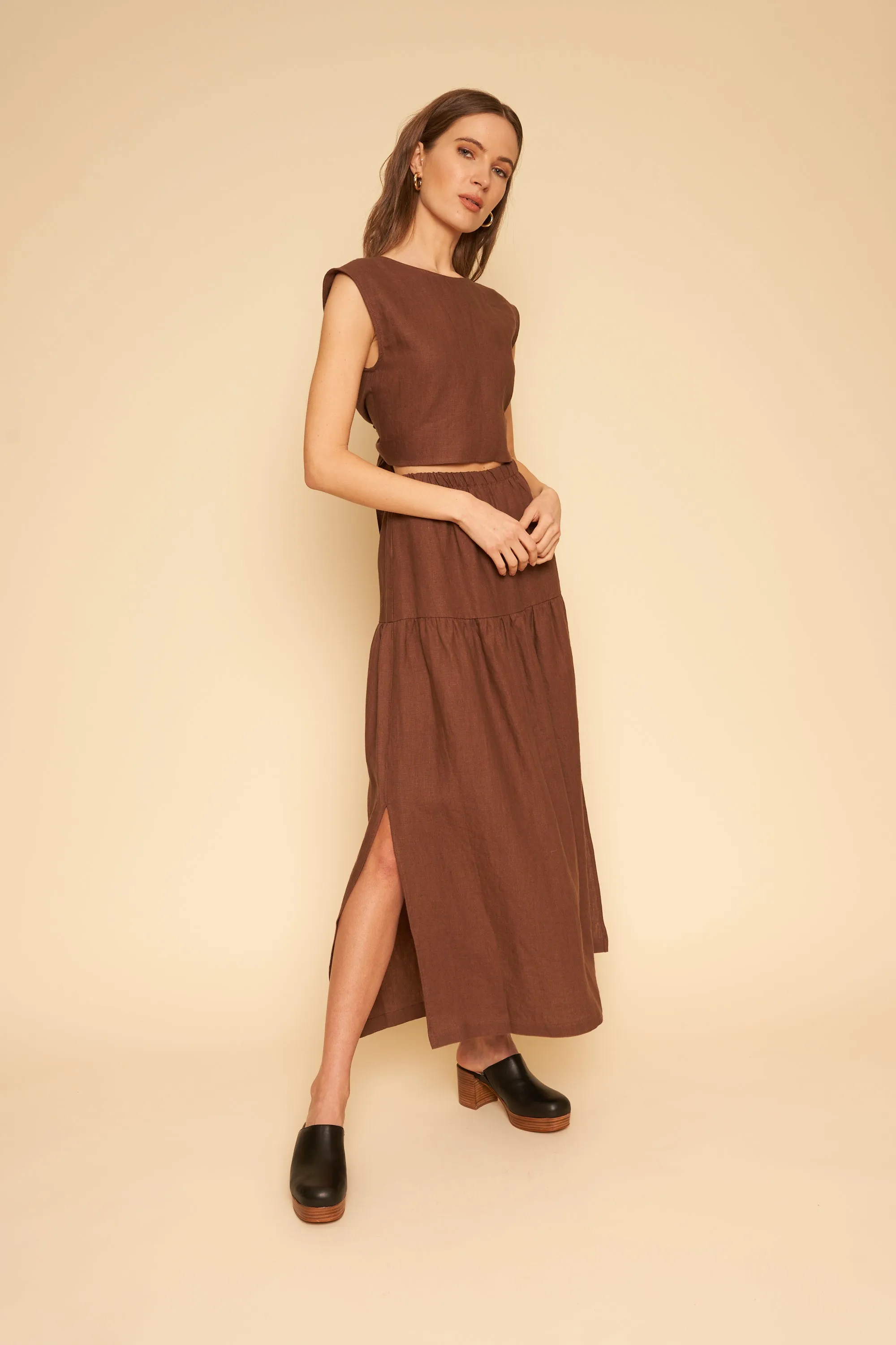 Millie Skirt/Dress in Chocolate Linen