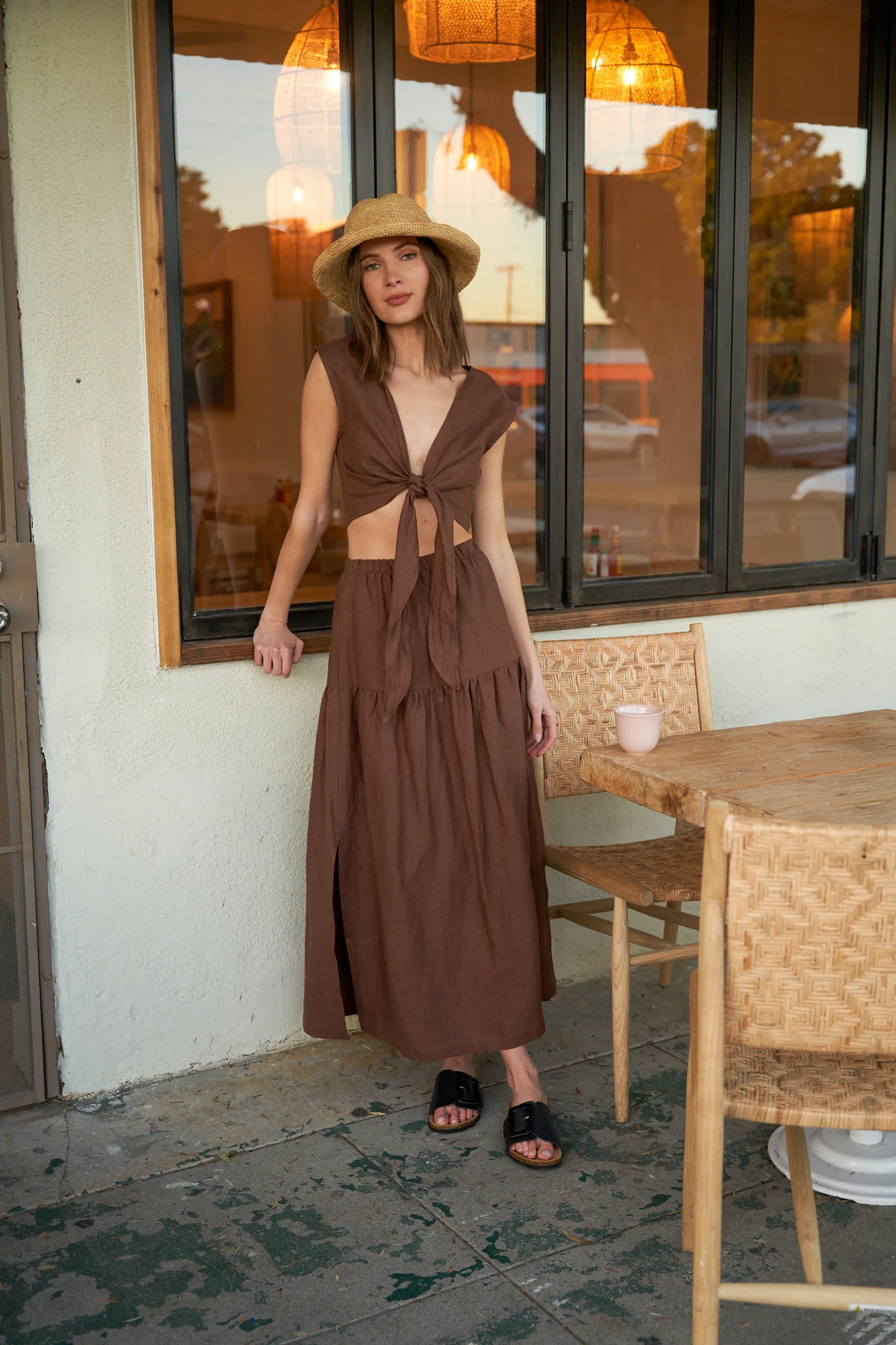 Millie Skirt/Dress in Chocolate Linen