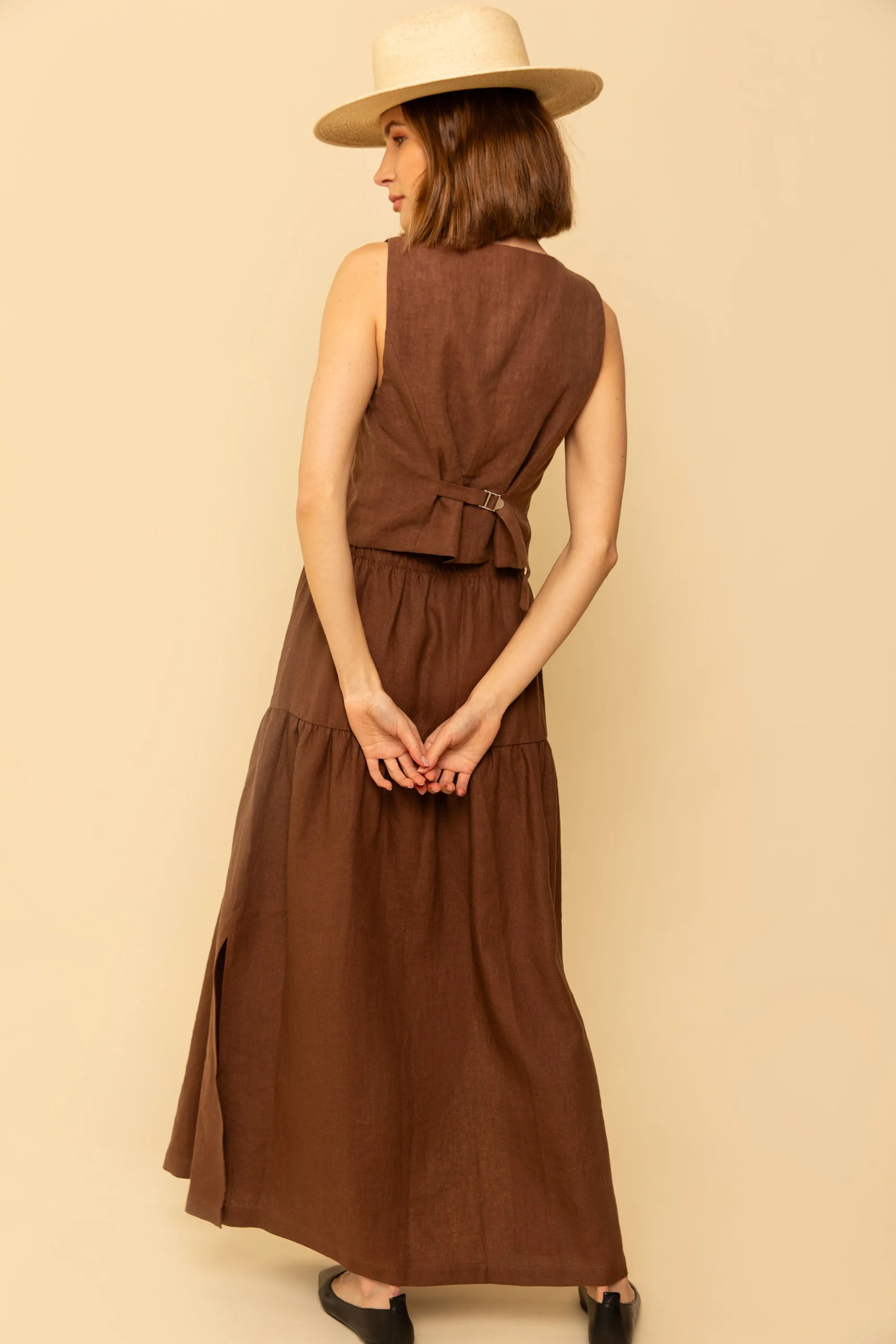 Millie Skirt/Dress in Chocolate Linen