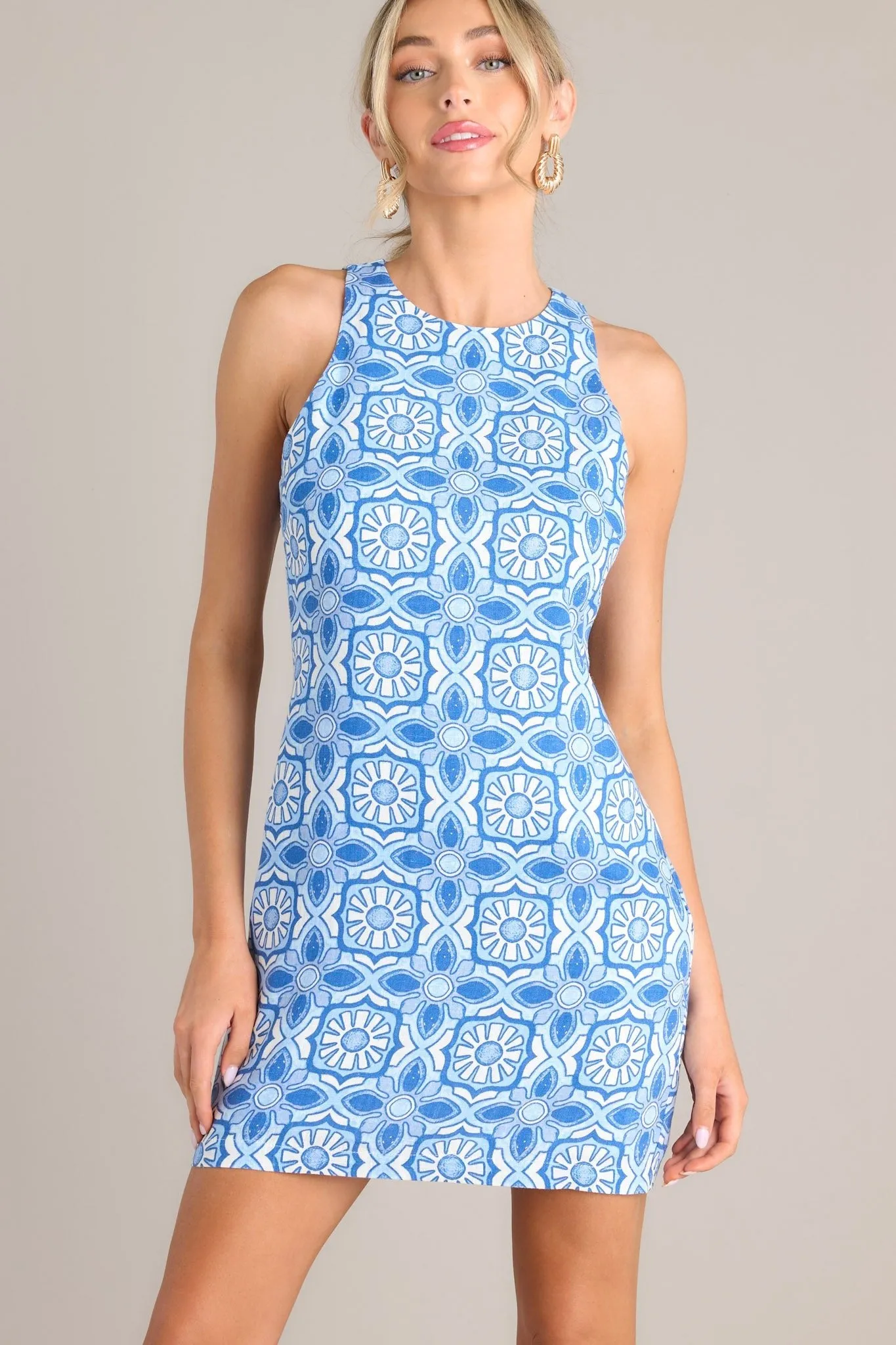 MINKPINK Catalina Shift Blue & White Mini Dress