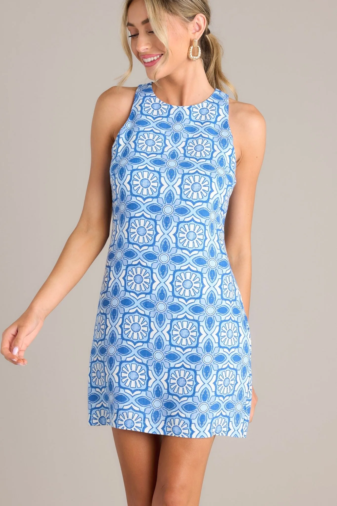 MINKPINK Catalina Shift Blue & White Mini Dress