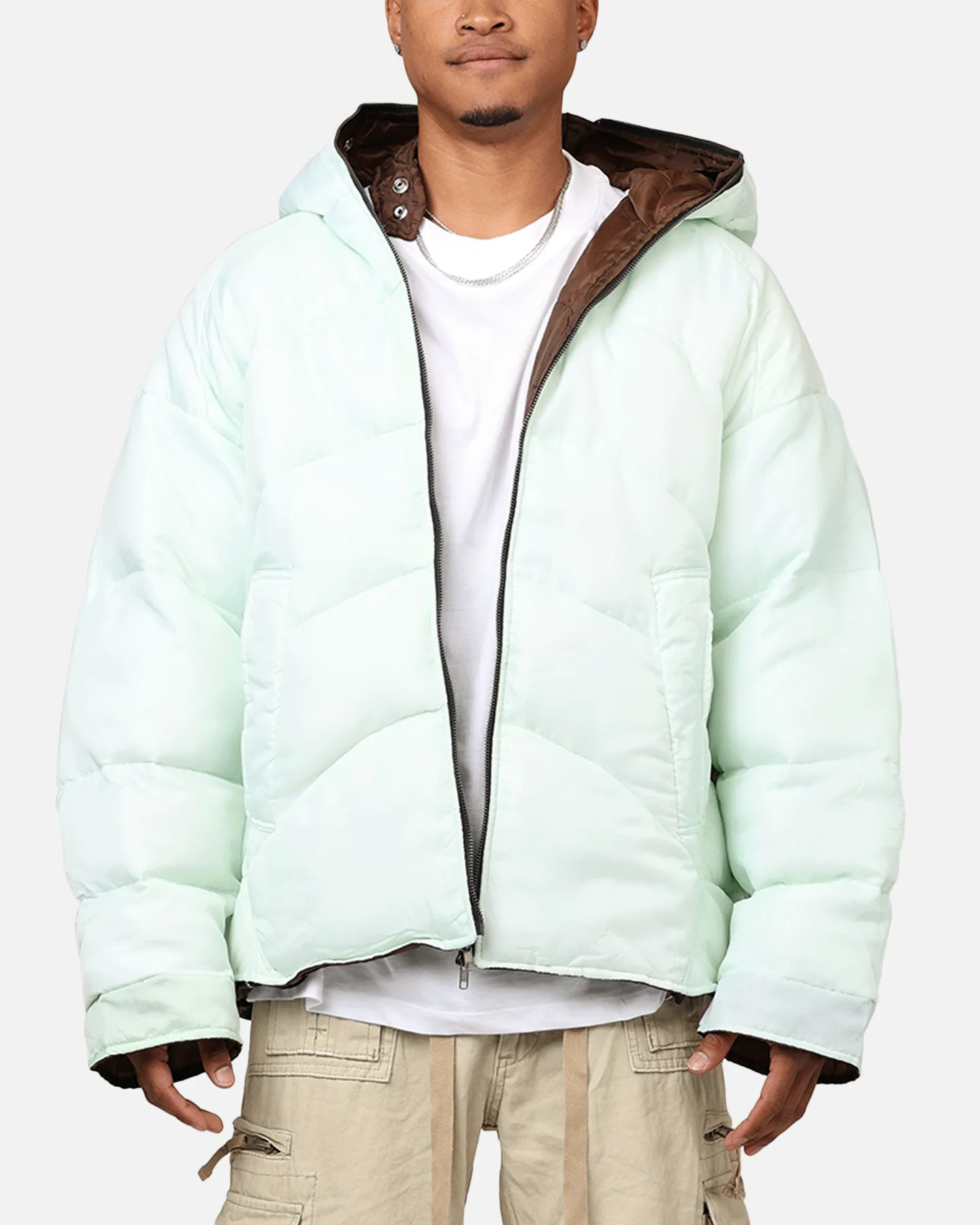 MNML Reversible Full Zip Puffer Jacket Mint