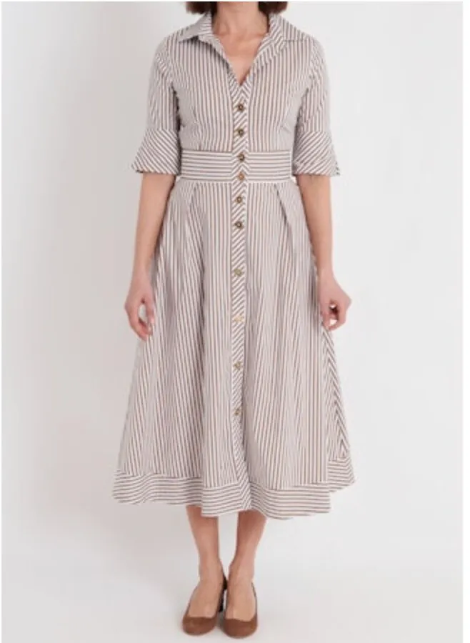 Monaco Dress | Taupe Stripe