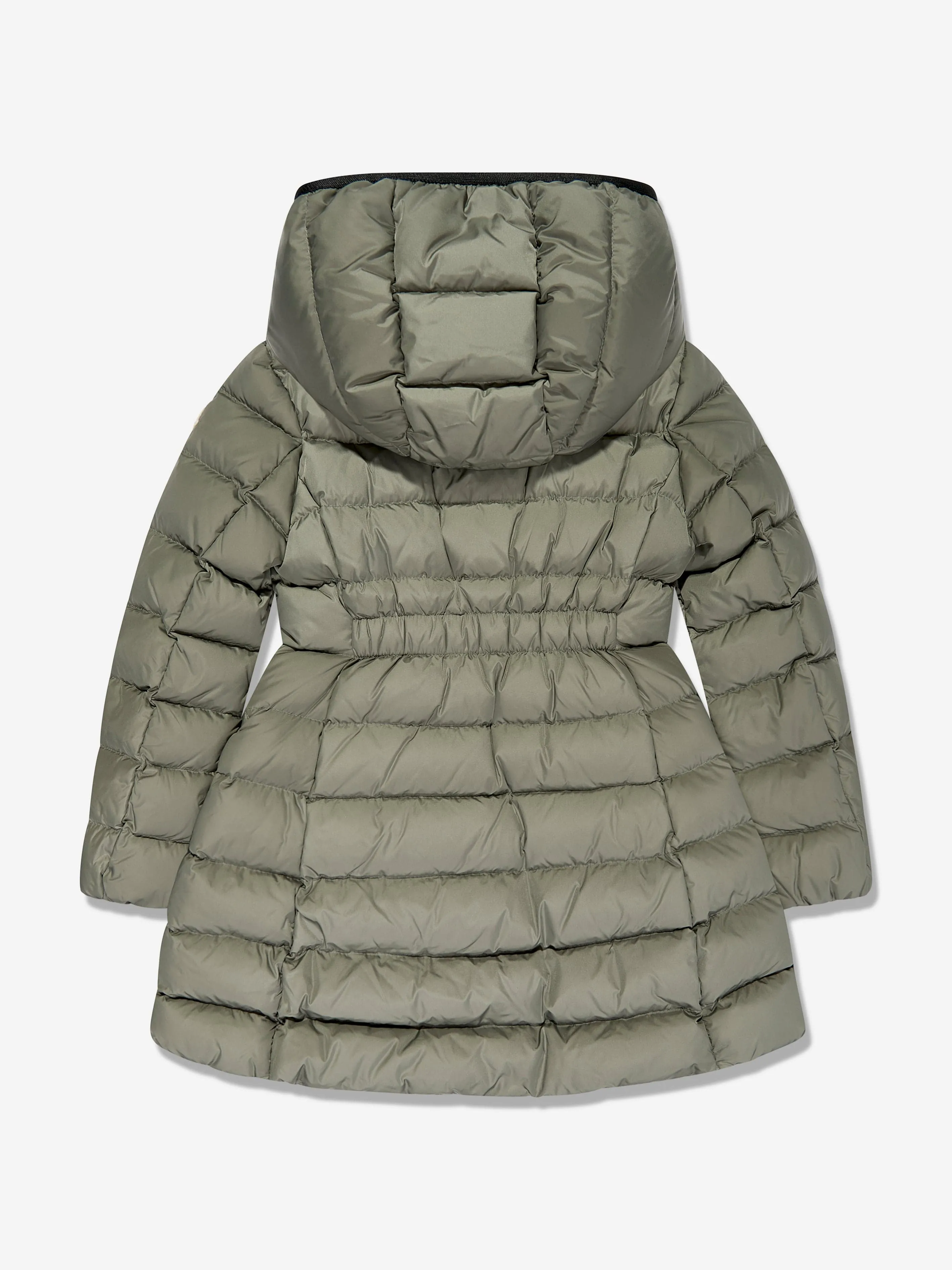 Moncler Enfant Girls Down Padded Charpal Long Coat in Green