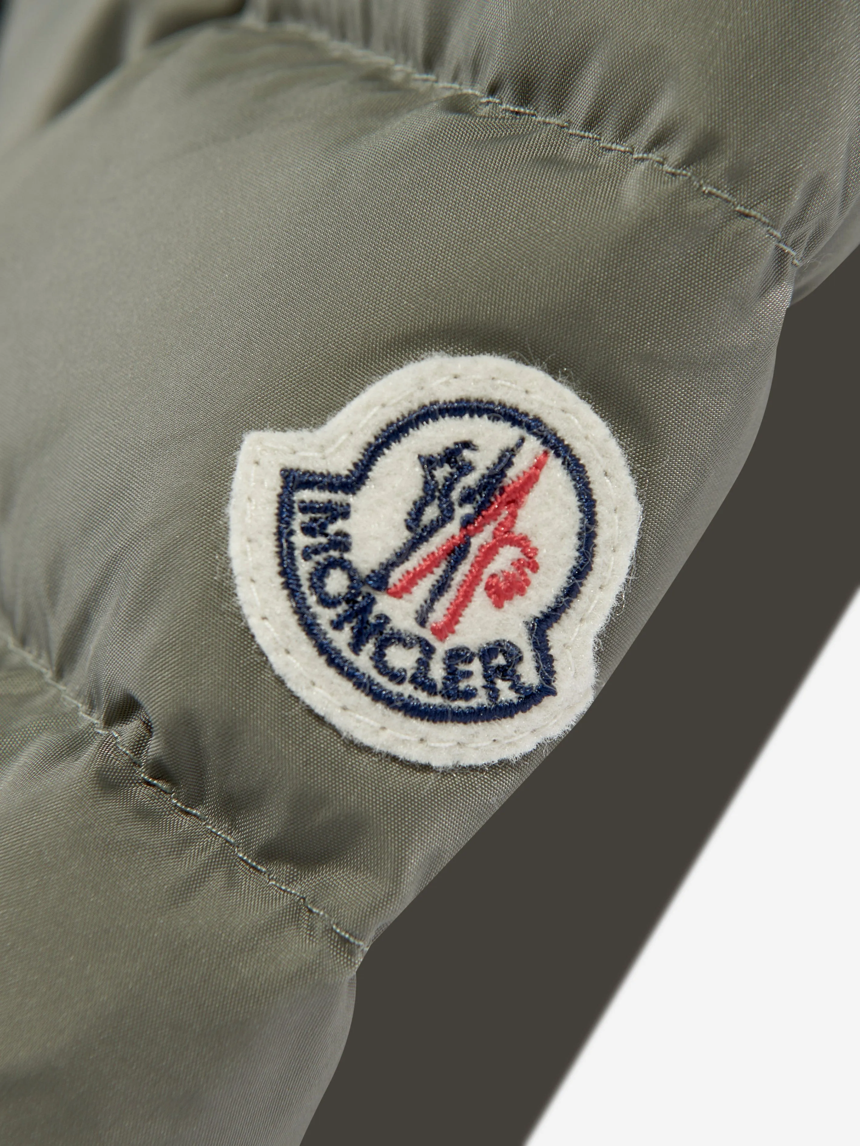 Moncler Enfant Girls Down Padded Charpal Long Coat in Green