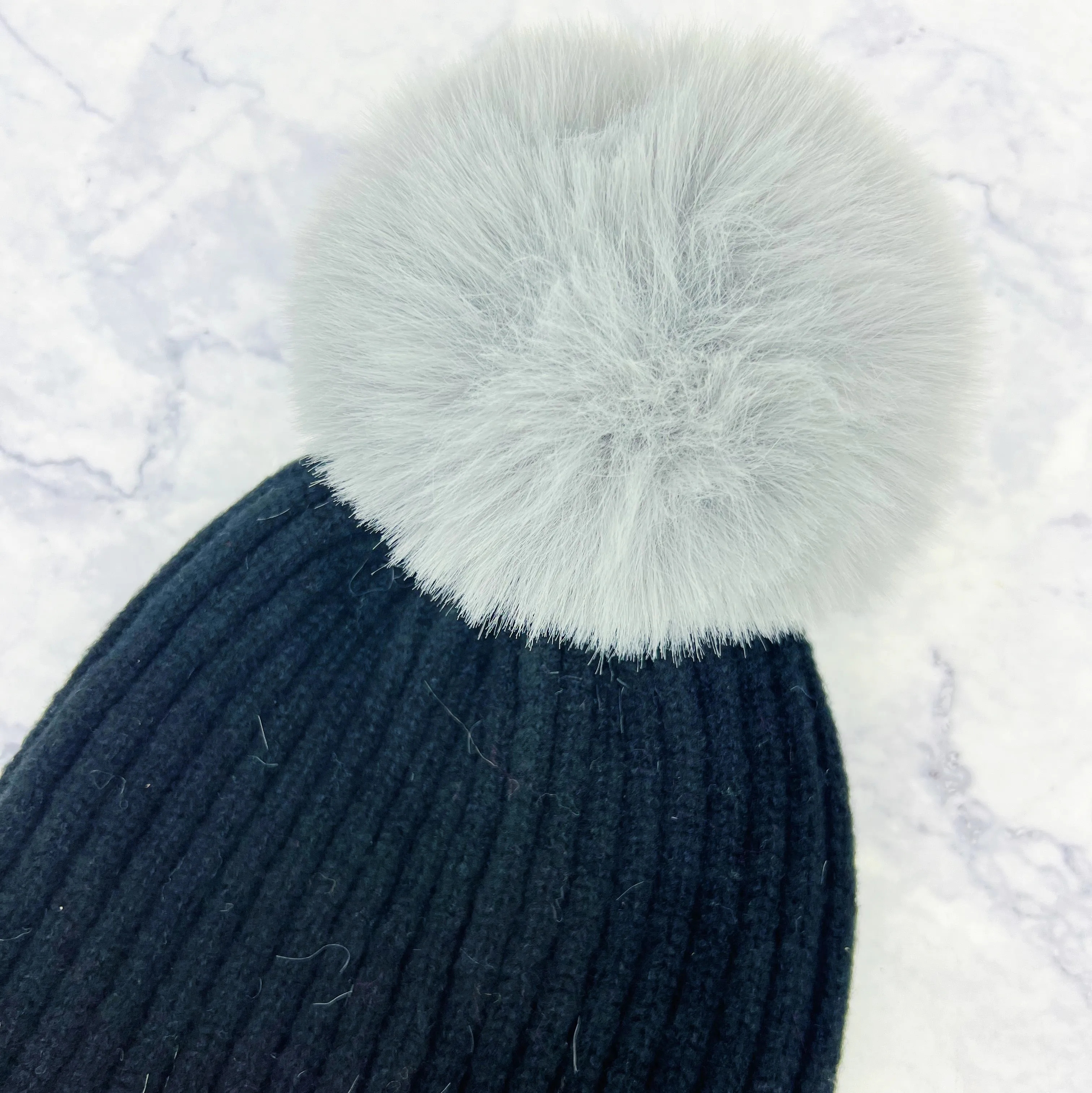 Monochrome Knit Pom Hat