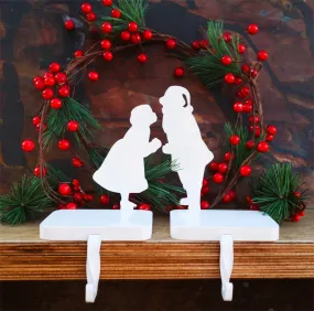 Mr. & Mrs. Claus Christmas Stocking Holder - 2 Pack - Holiday Hosting Decor -  Stocking Hook - Stocking Hanger for Mantle