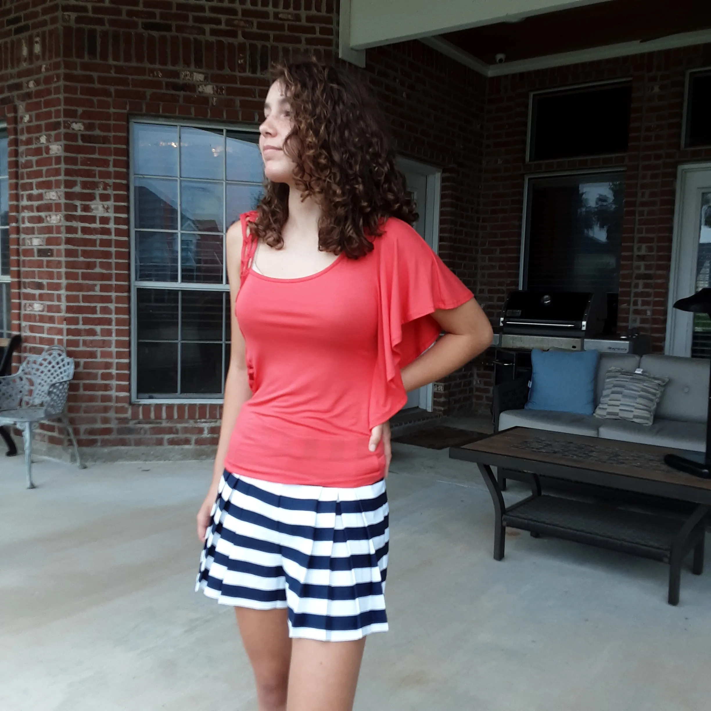 Navy and White Horizontal Stripe Skort | Everly