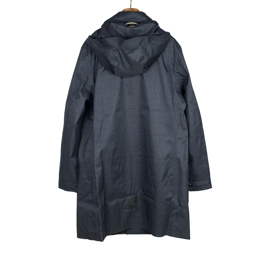 Navy Geneve raincoat with sashiko print