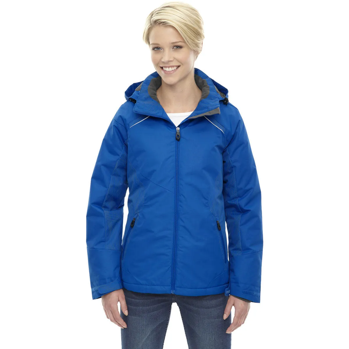 North End Women's Nautical Blue Linear Insulated Jacket with Print