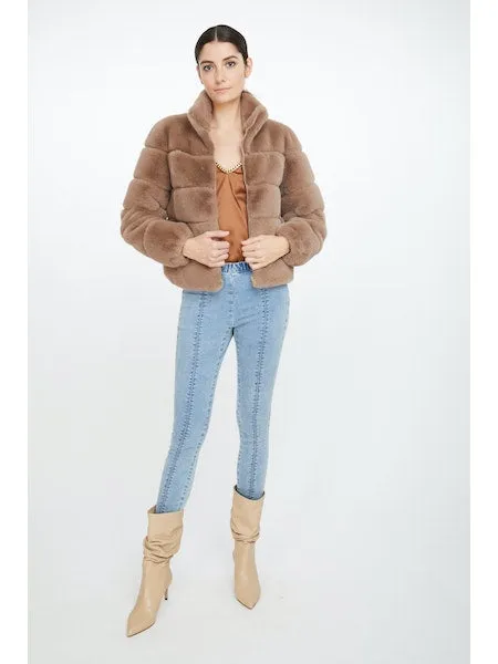 ODILE FAUX FUR COAT - TAUPE