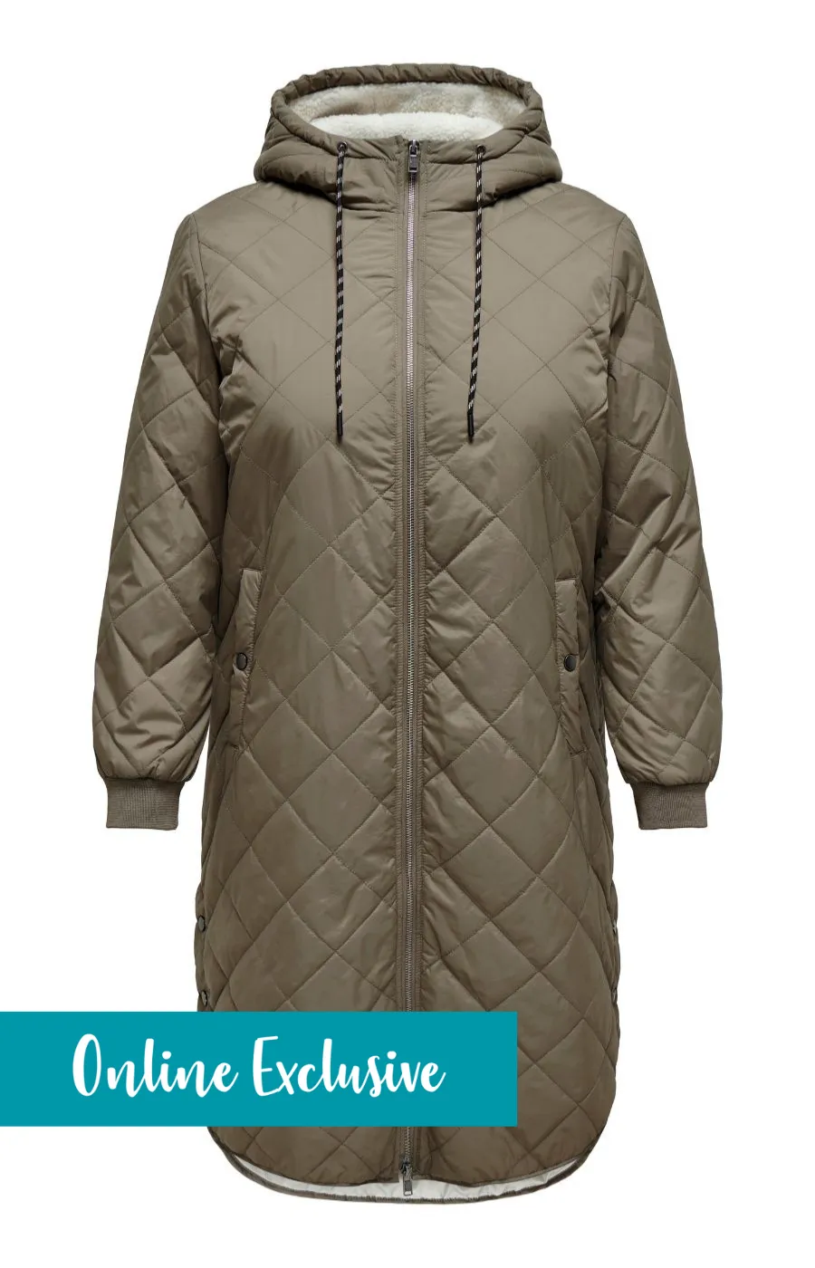 Only Carmakoma Sandy Quilted Coat in Taupe