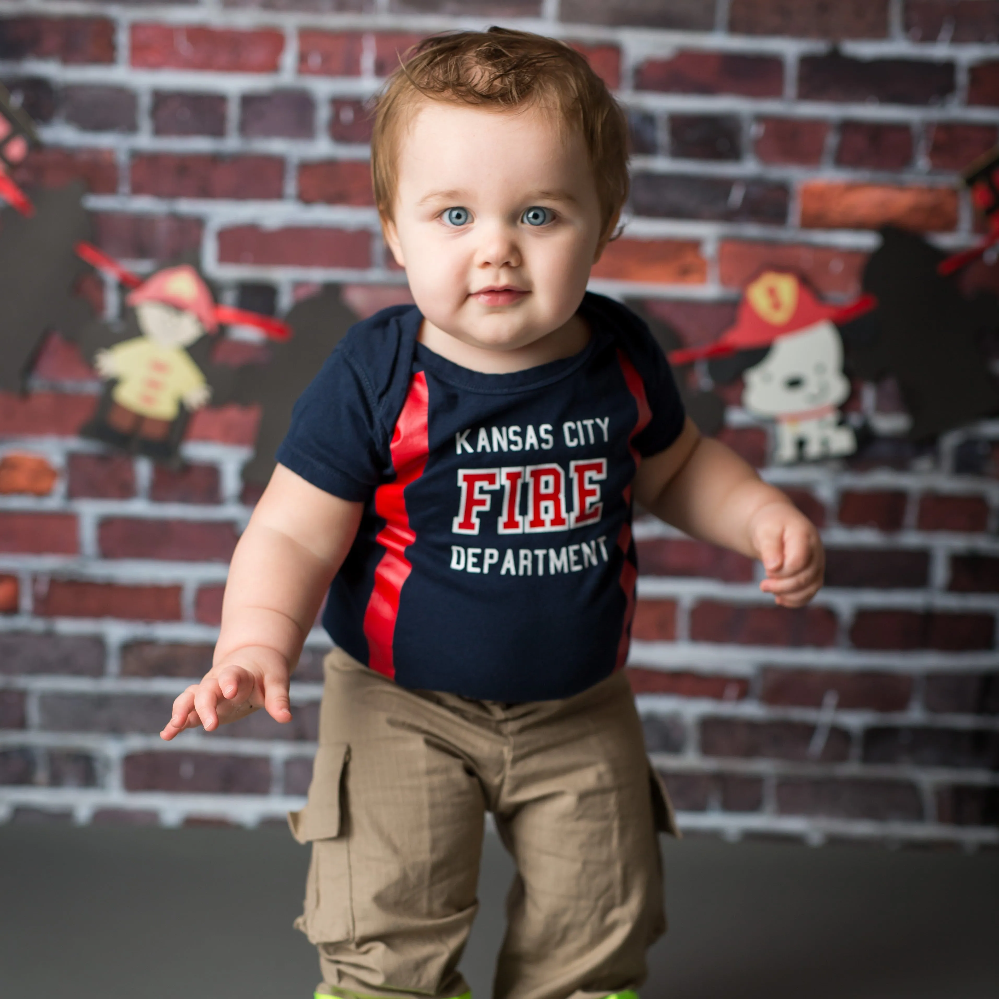 ORIGINAL Firefighter Personalized TAN 2PC Baby Outfit