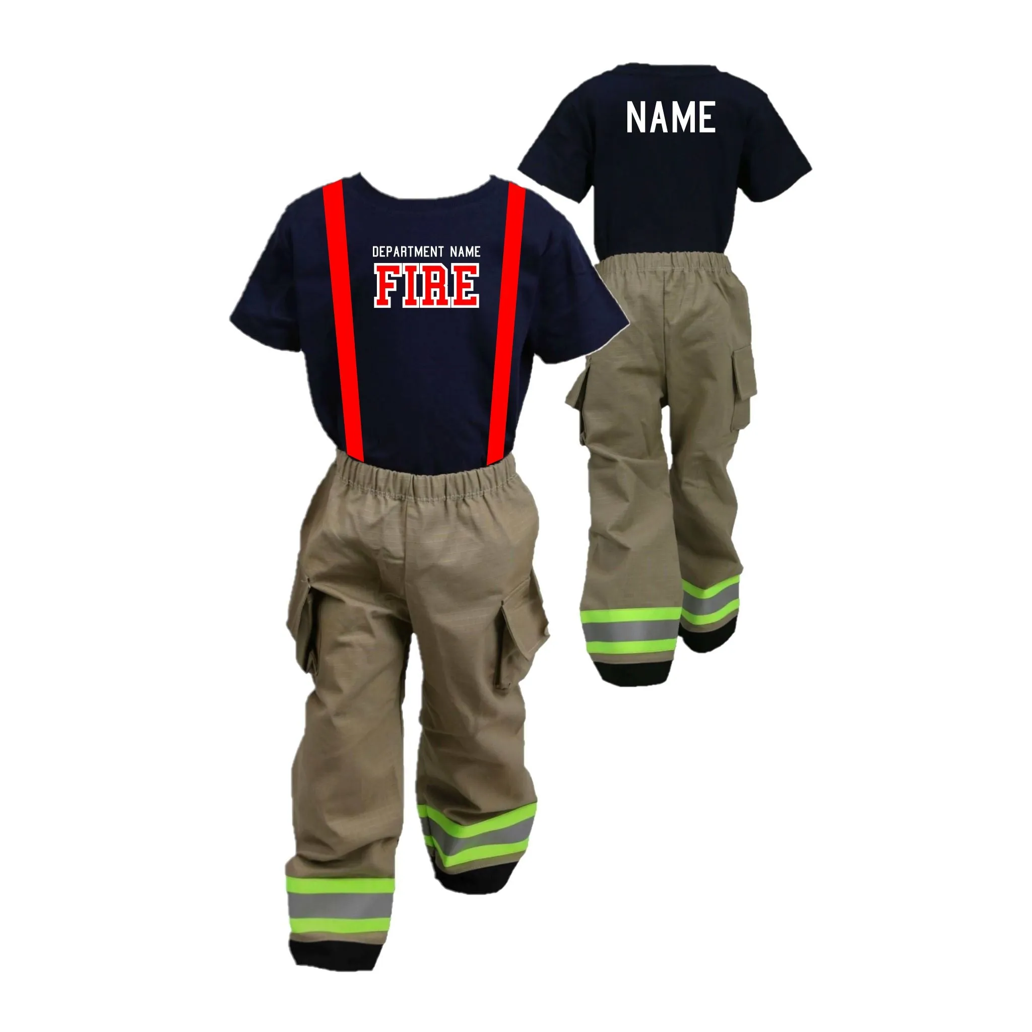 ORIGINAL Firefighter Personalized TAN 2PC Toddler Outfit